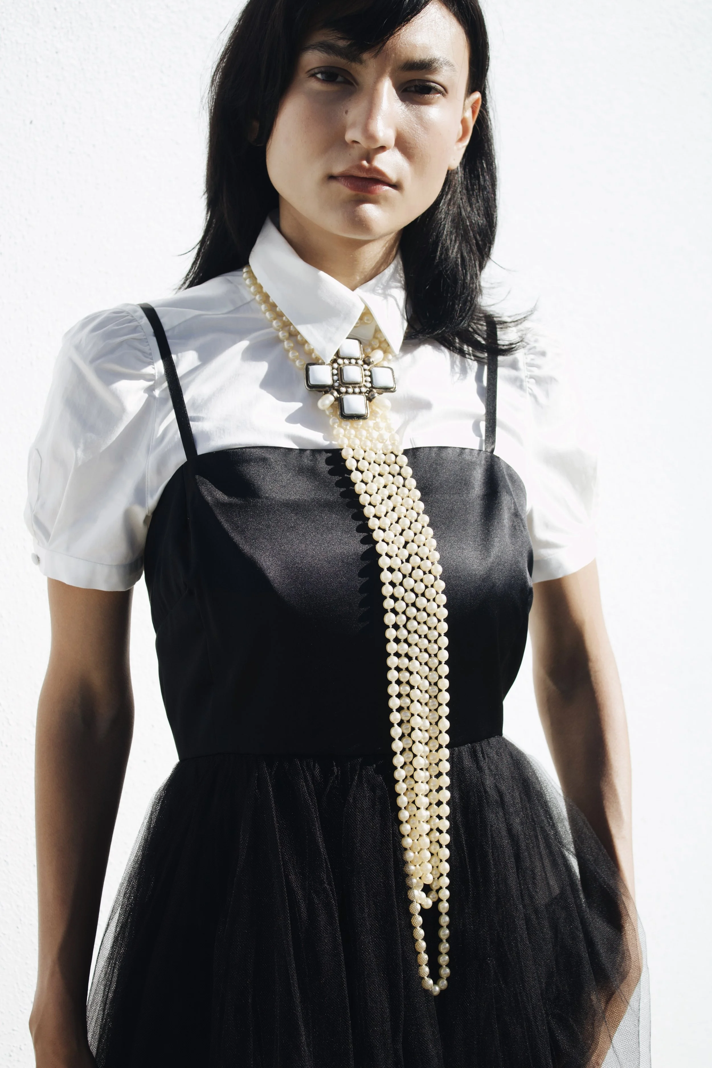 editorial fashion photoshoot featuring the model wearing chanel