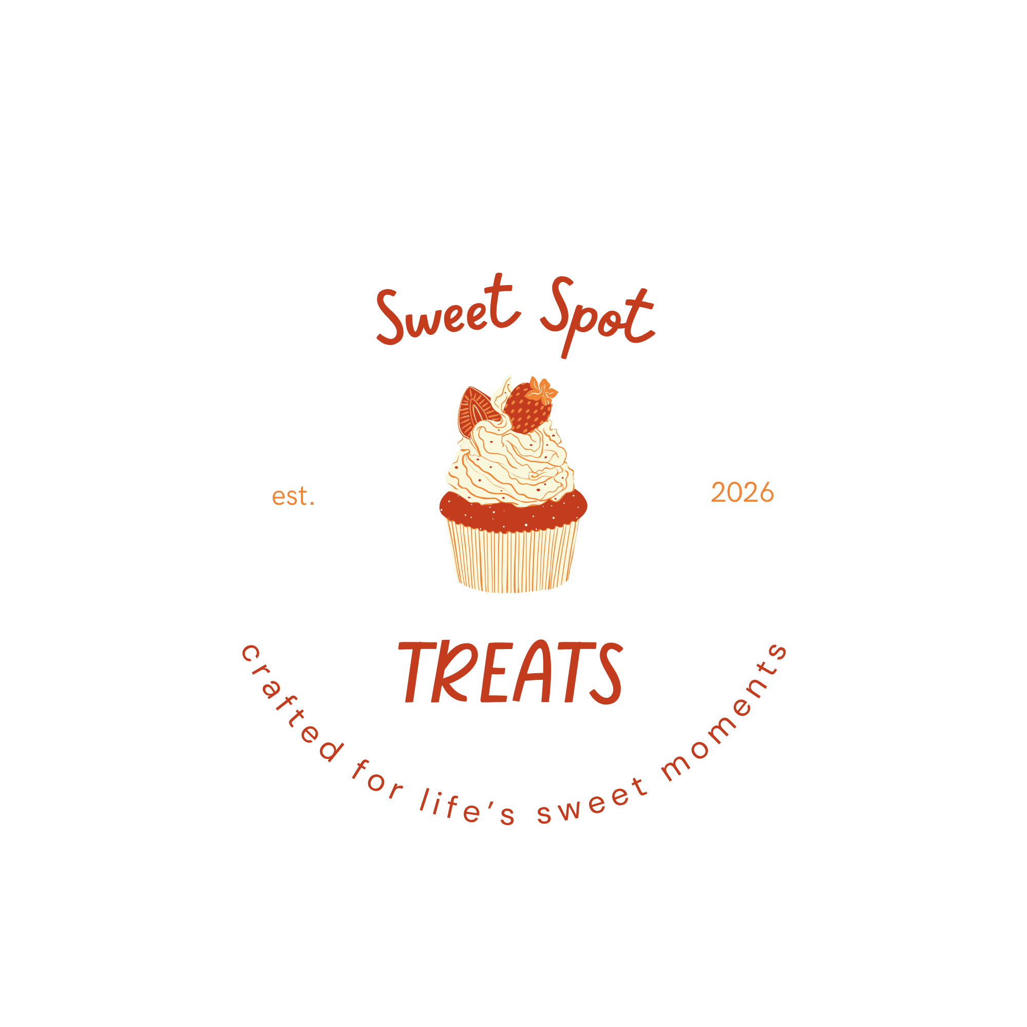 Sweet Spot Treats logo featuring a cupcake and strawberry for a handcrafted dessert business in Plant City, Florida.