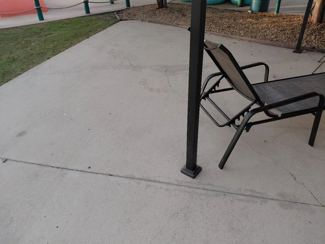 Freshly cleaned commercial concrete surface at a water park in Roanoke.