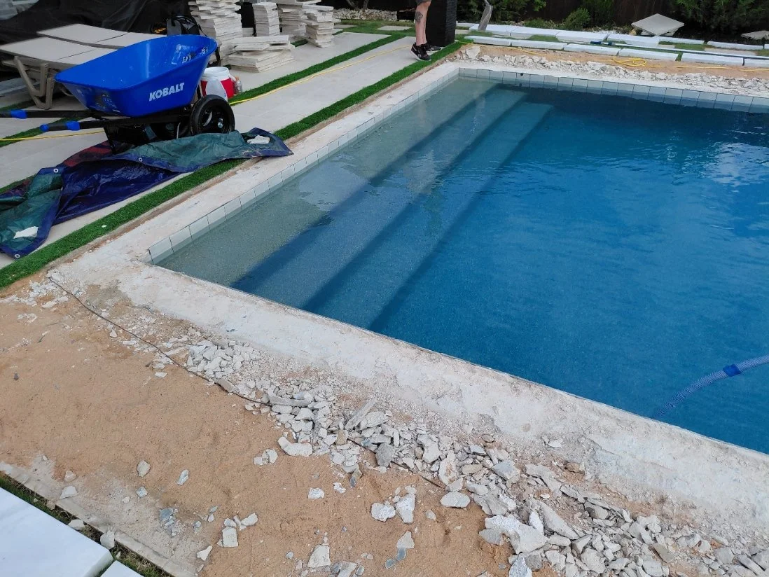 Pool coping removed for replacement in Haslet