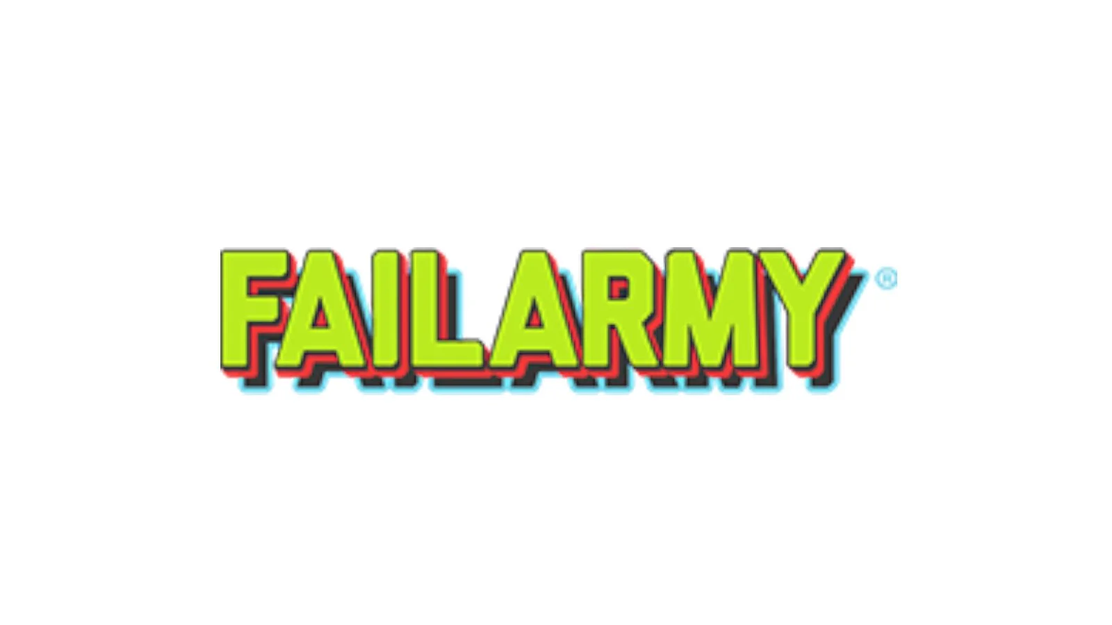 Colorful logo with the words "Fail Army" in bold, lime green letters with a red and black outline, set against a white background.