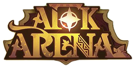 A stylized logo for 'AOK ARENA' with bold gold lettering and a crosshair symbol in the center, set against a dark background.