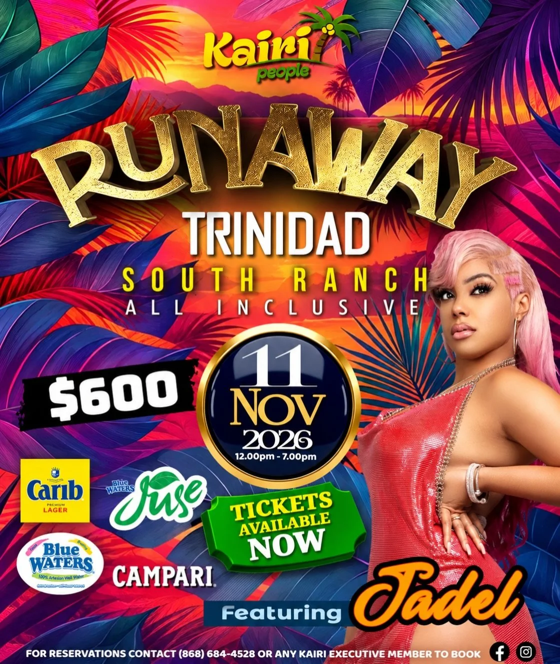 Once you Call Meh, you know I&rsquo;m bringing the vibes! 💃🏽🎶🔥

November 11th, we stepping out in full bloom for Kairi People&rsquo;s RUNAWAY Trinidad at South Ranch! 🇹🇹🌴

Come looking sweet, feeling confident and ready to have a time! You alr
