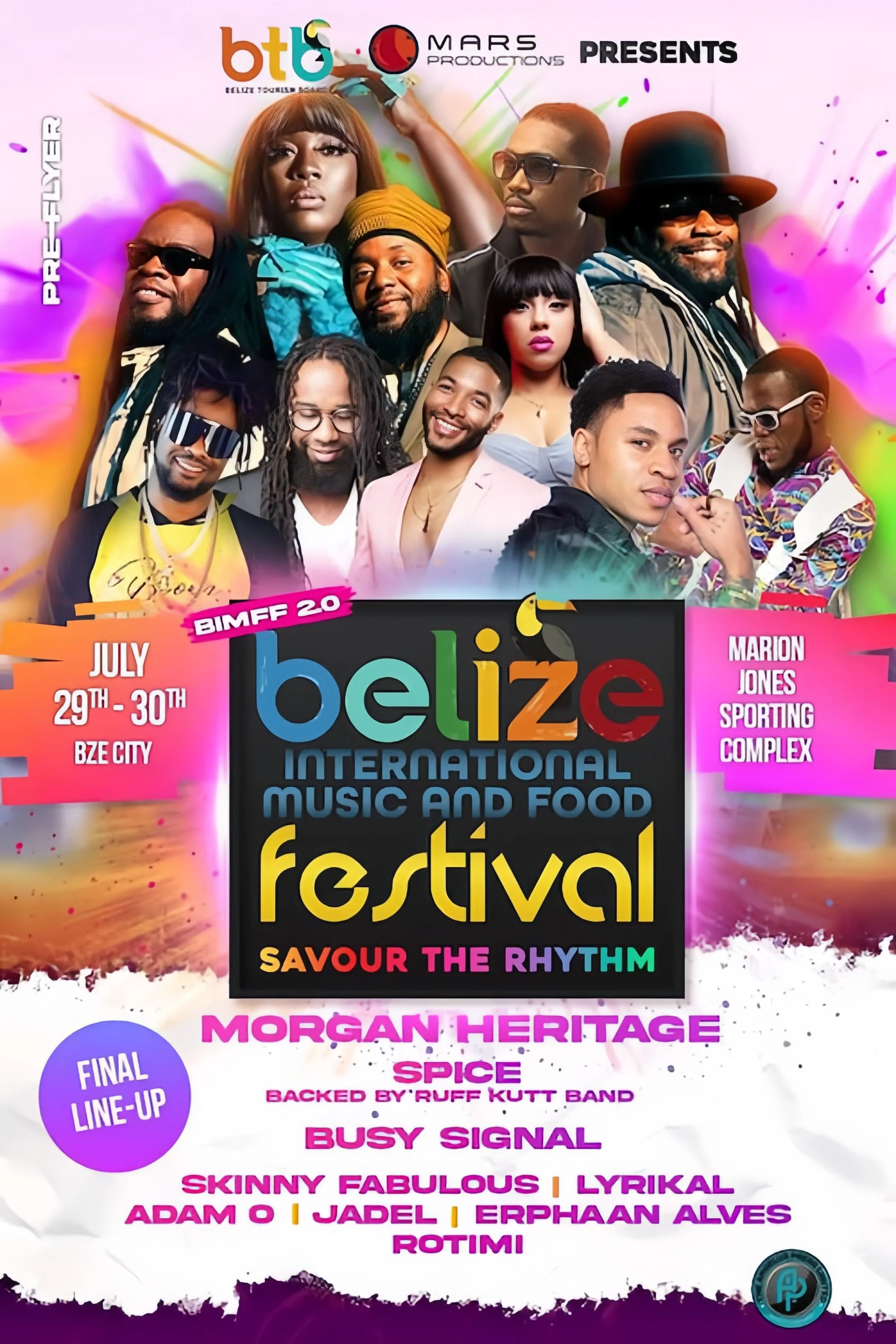 Jadel at the Belize International Music and Food Festival Flyer