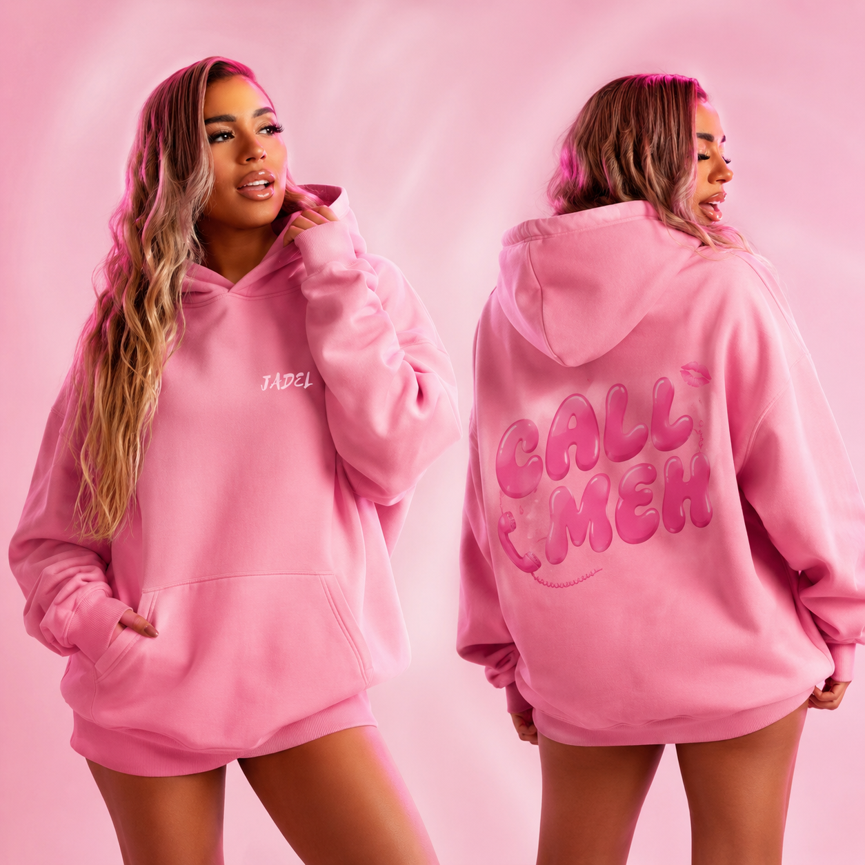 Jadel Pink Unisex Call Meh Hoodie