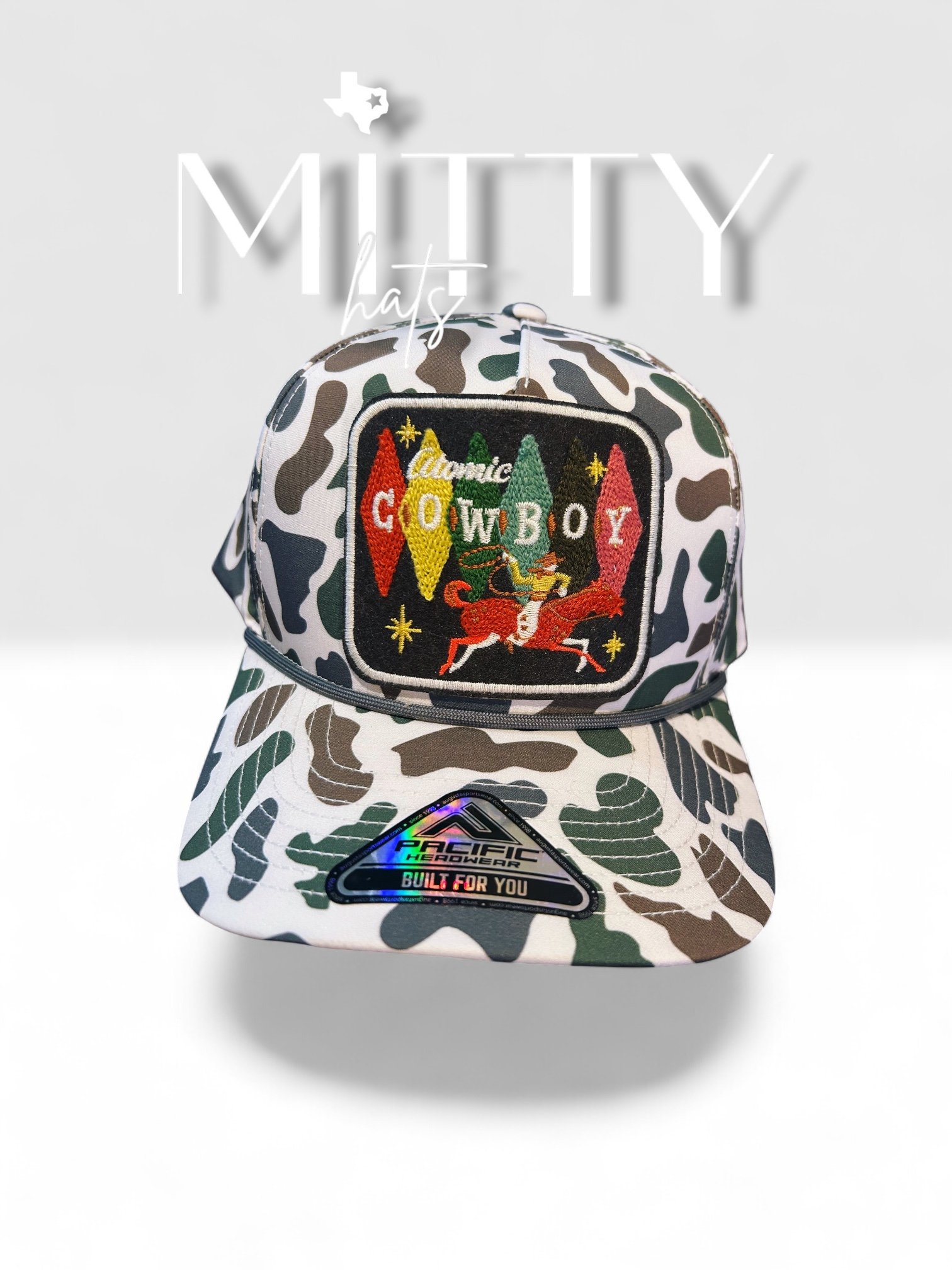 Classic Trucker Rope Hat/ Atomic Cowboy Patch (Camo)