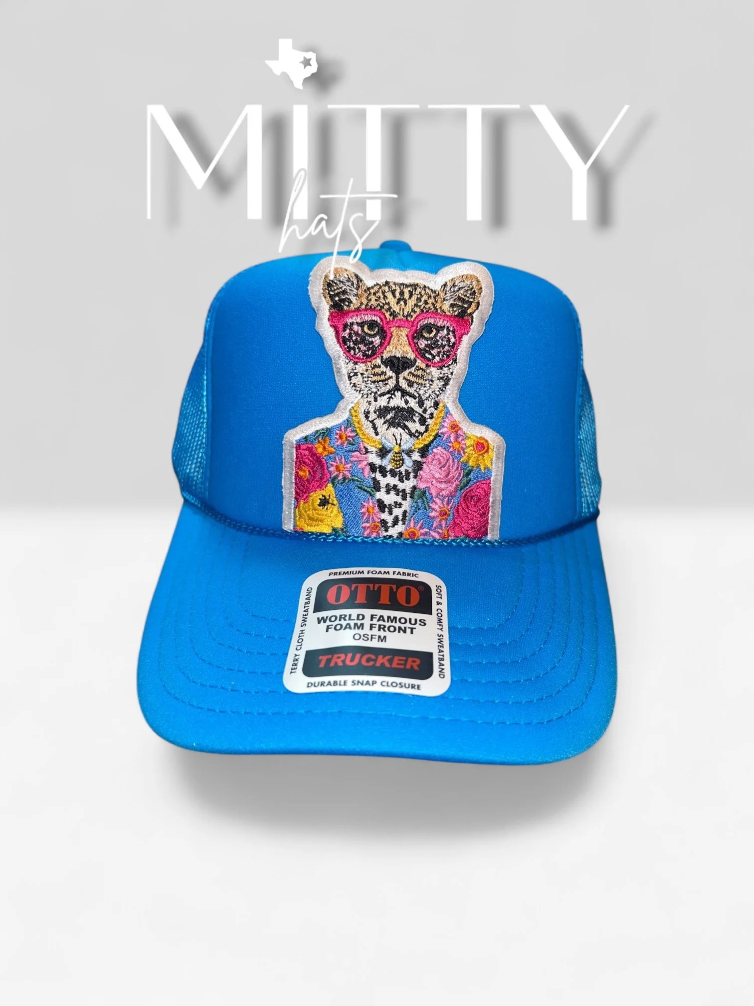 Classic Trucker Rope Hat/ Cheetah Patch