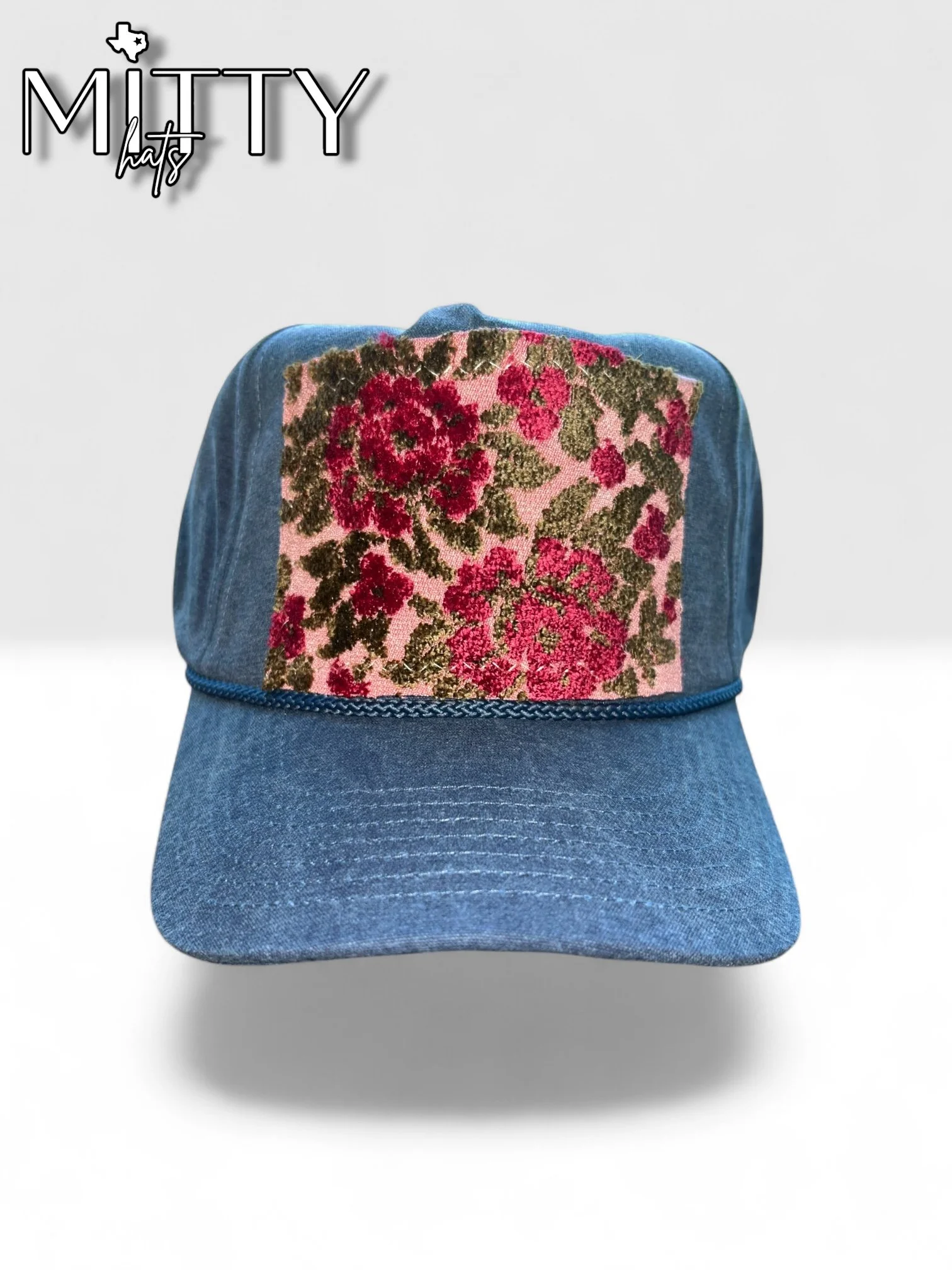 Classic Trucker Rope Hat/ Floral Patch