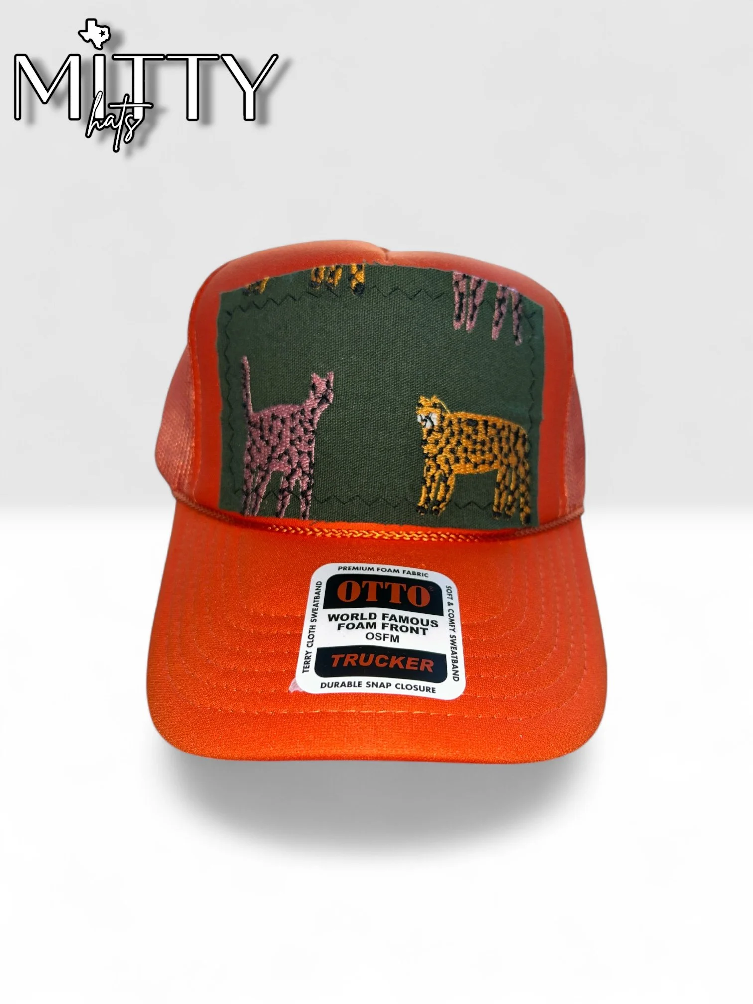 Classic Trucker Rope Hat/ Leopard Patch