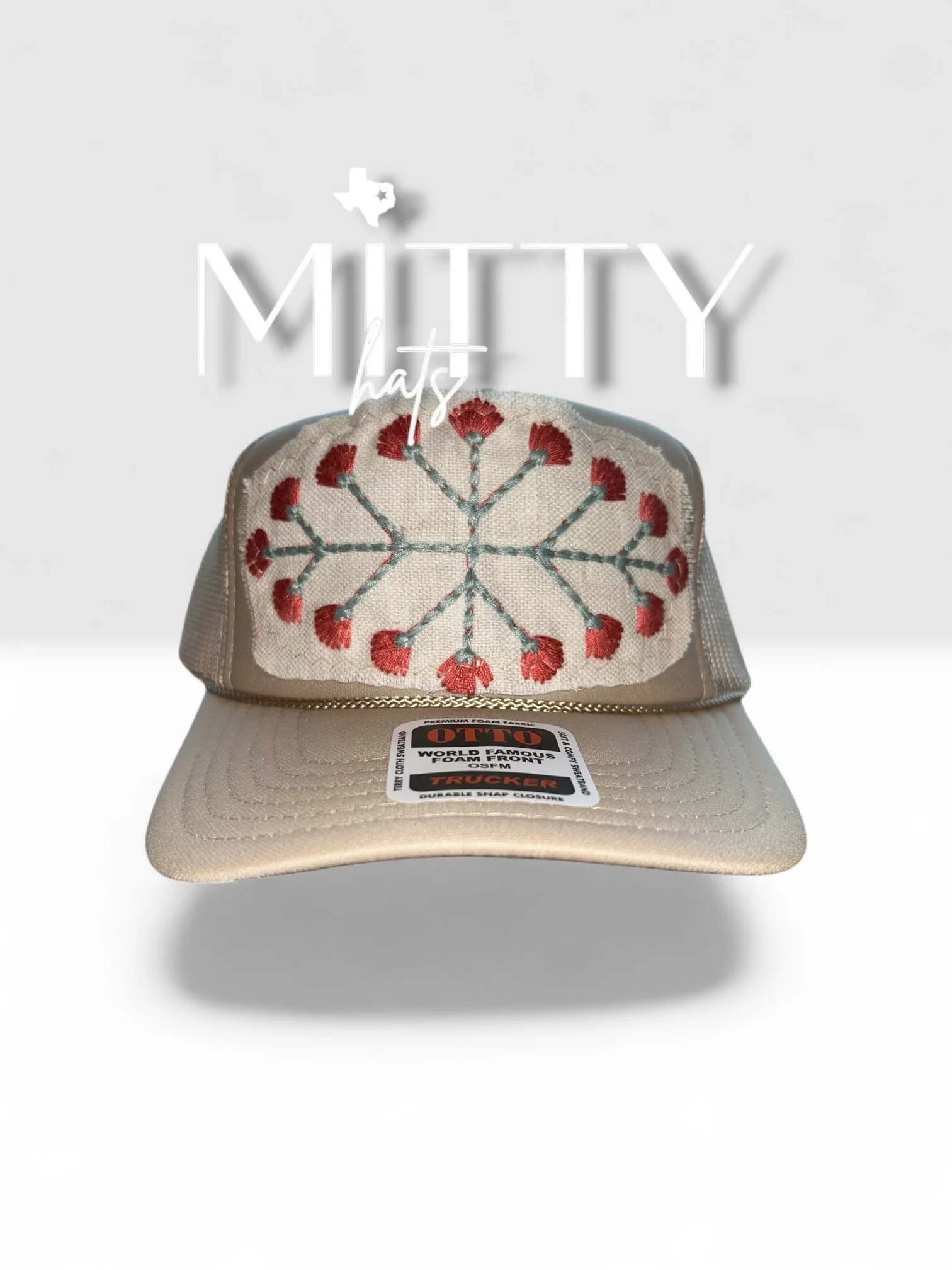 Classic Trucker Rope Hat/ Flower Patch