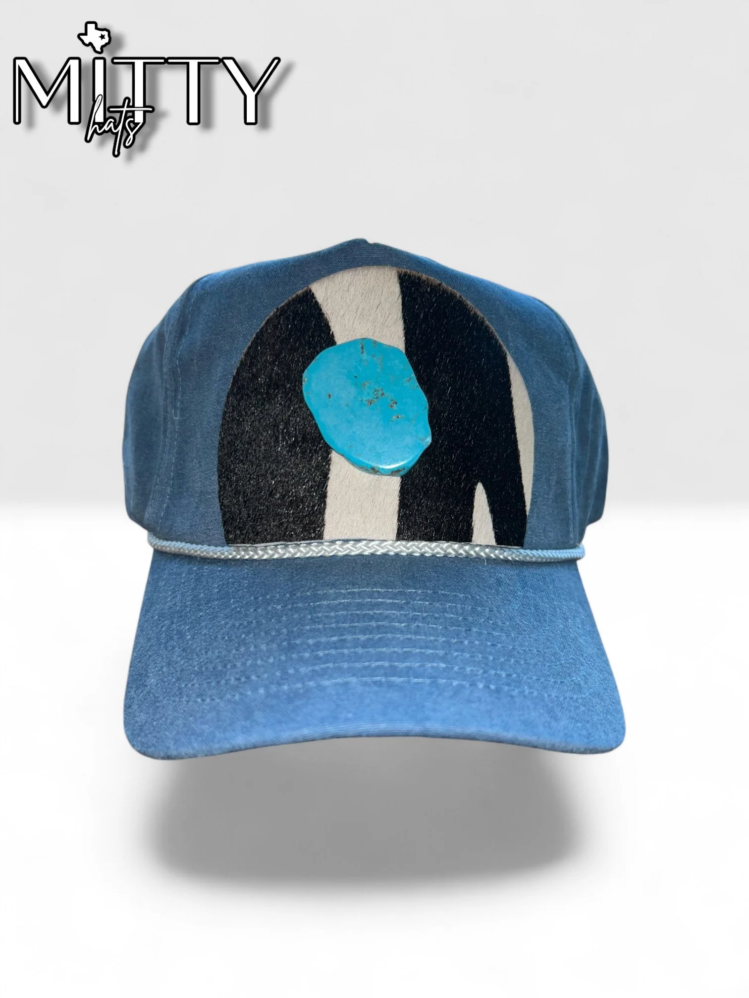Classic Trucker Rope Hat/ Hair on Hide & Stone