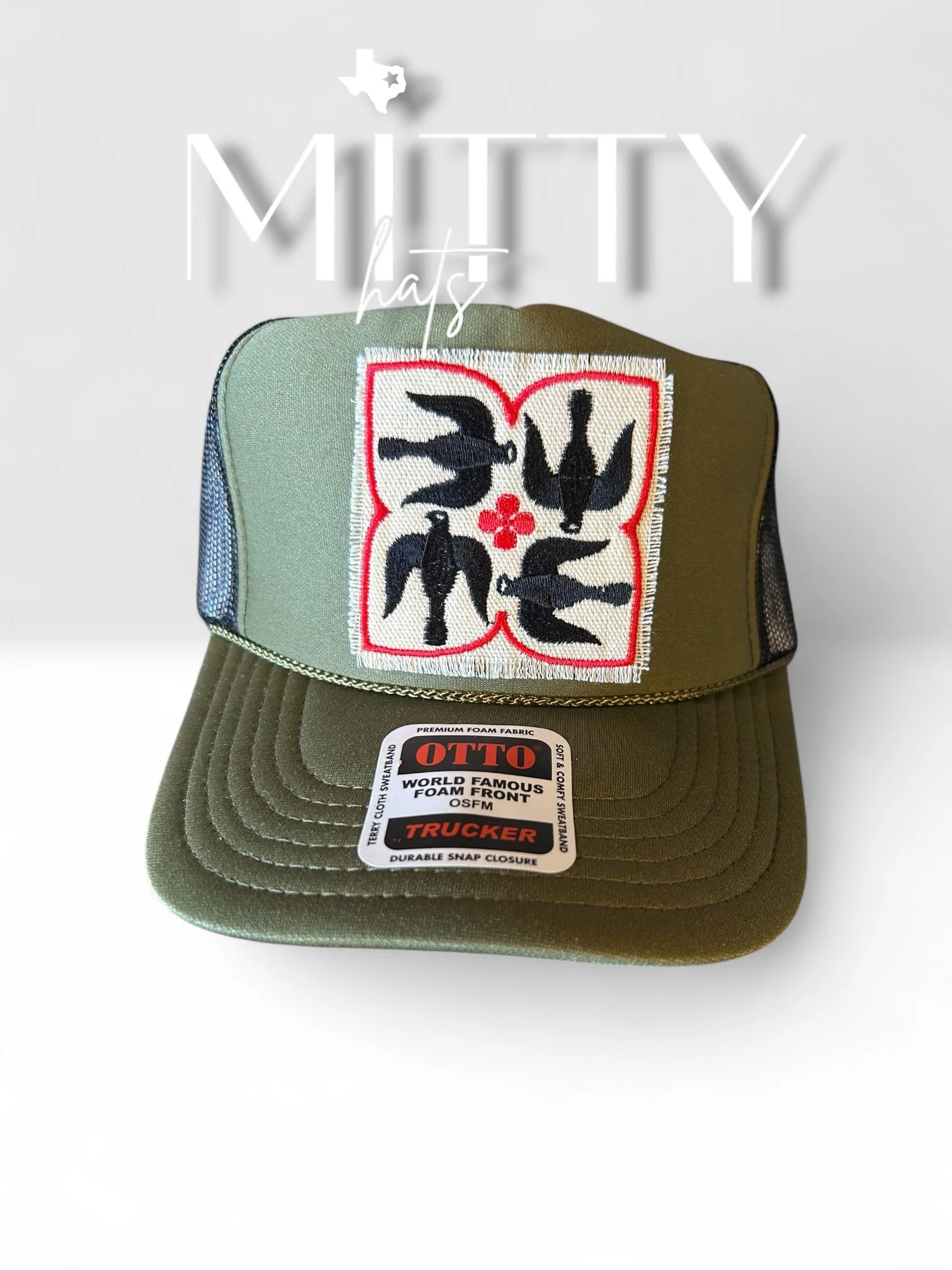 Classic Trucker Rope Hat/ Quad Birds Patch