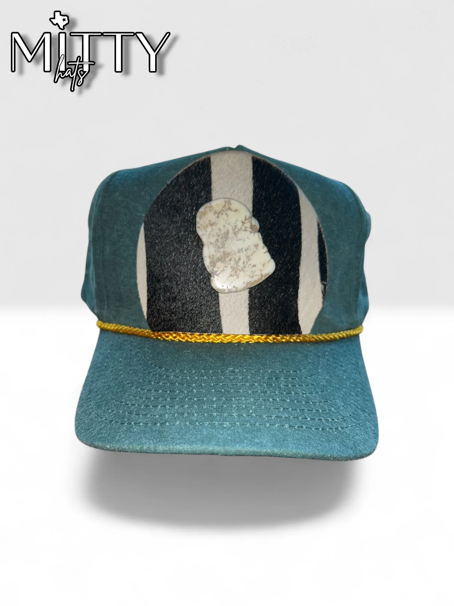 Classic Trucker Rope Hat/ Hair on Hide & Stone
