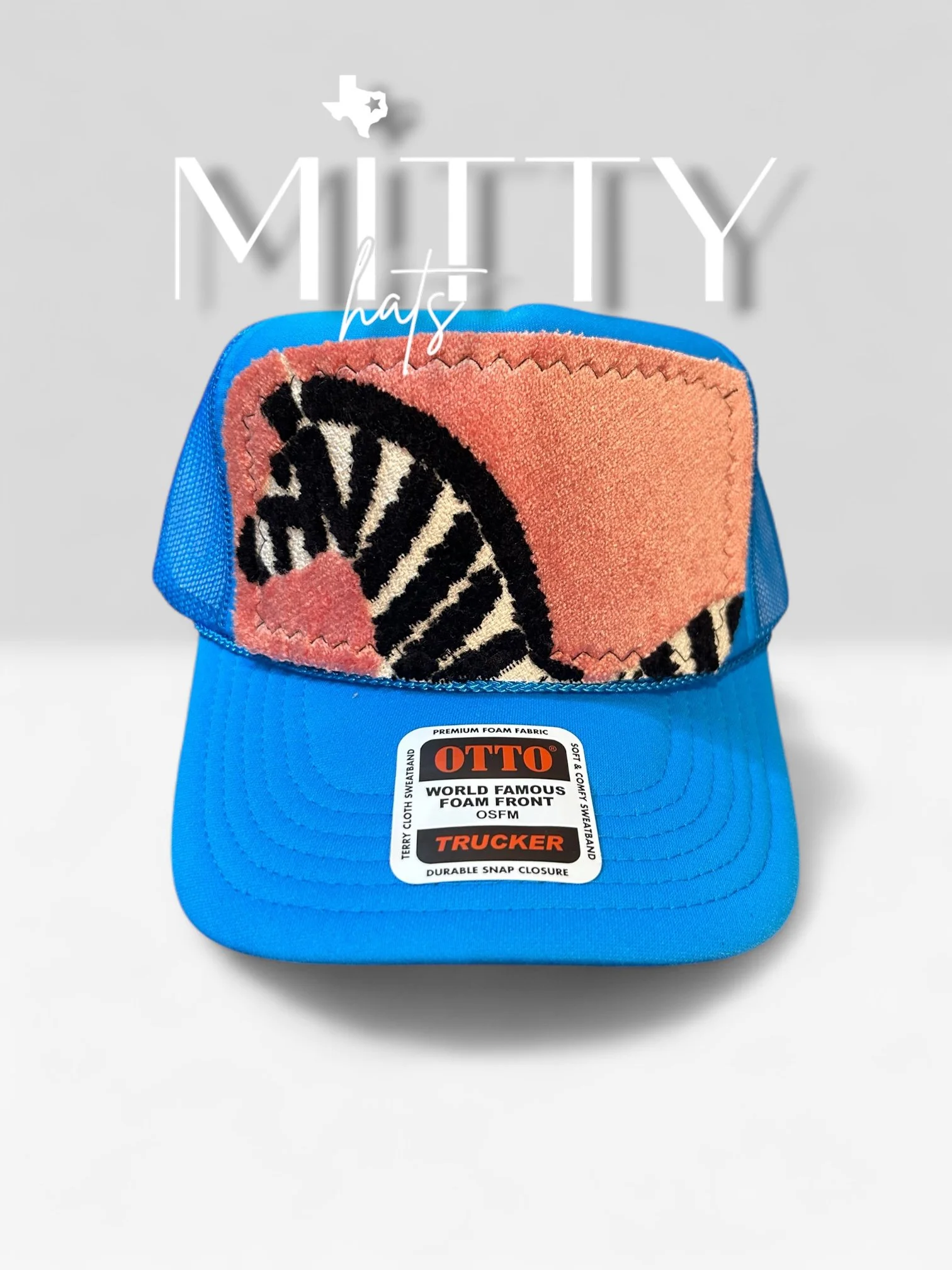 Classic Trucker Rope Hat/  Zebra Patch