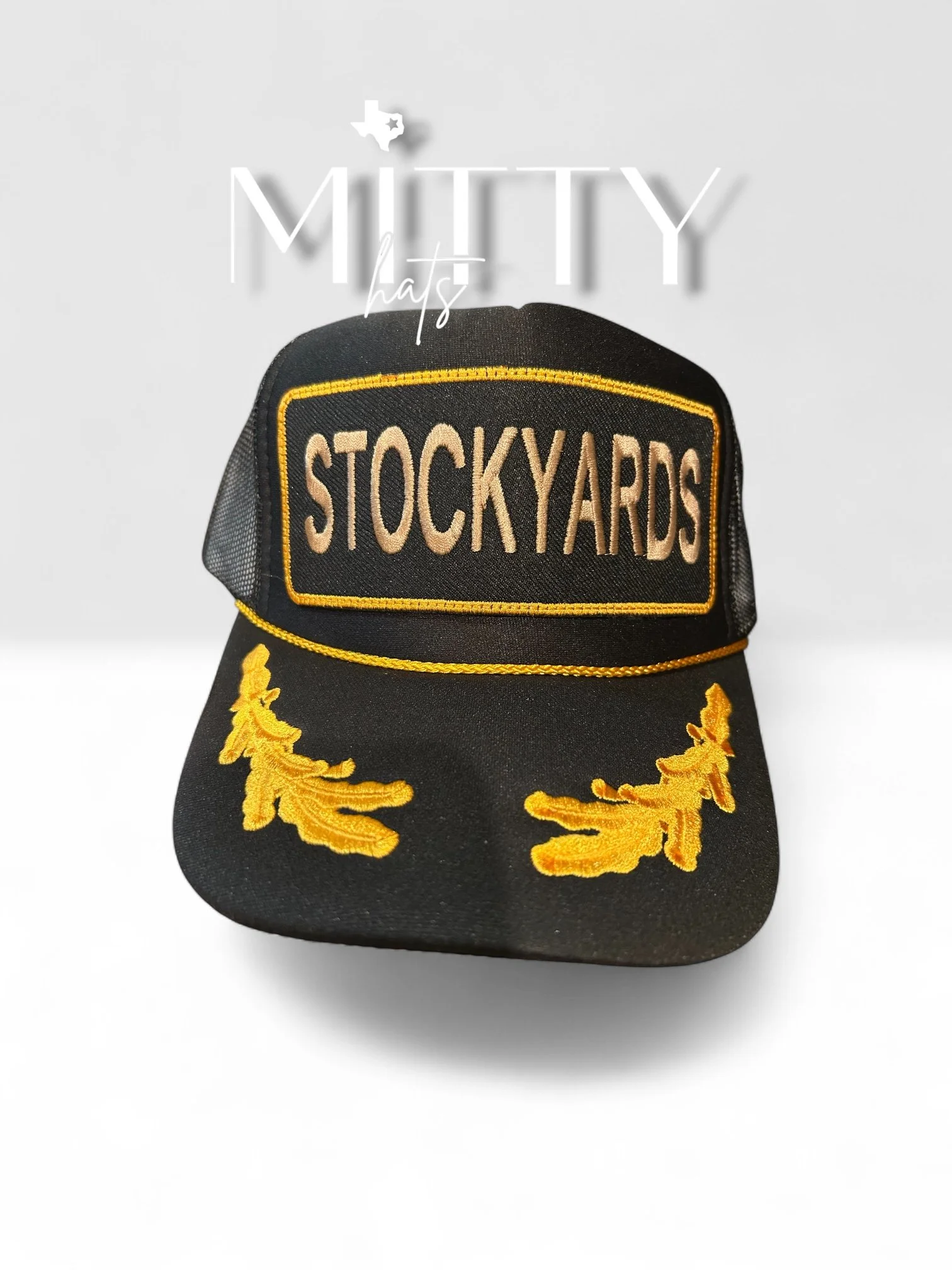 Classic Trucker Rope Hat/ Black Stockyards Patch
