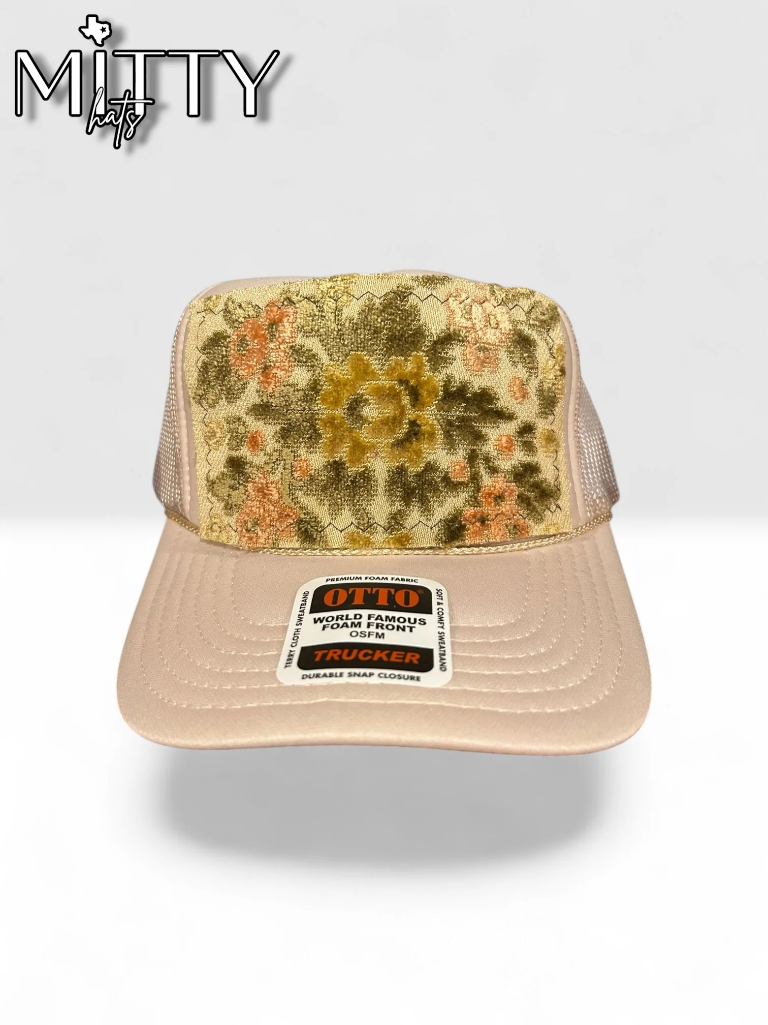 Classic Trucker Rope Hat/ Floral Patch
