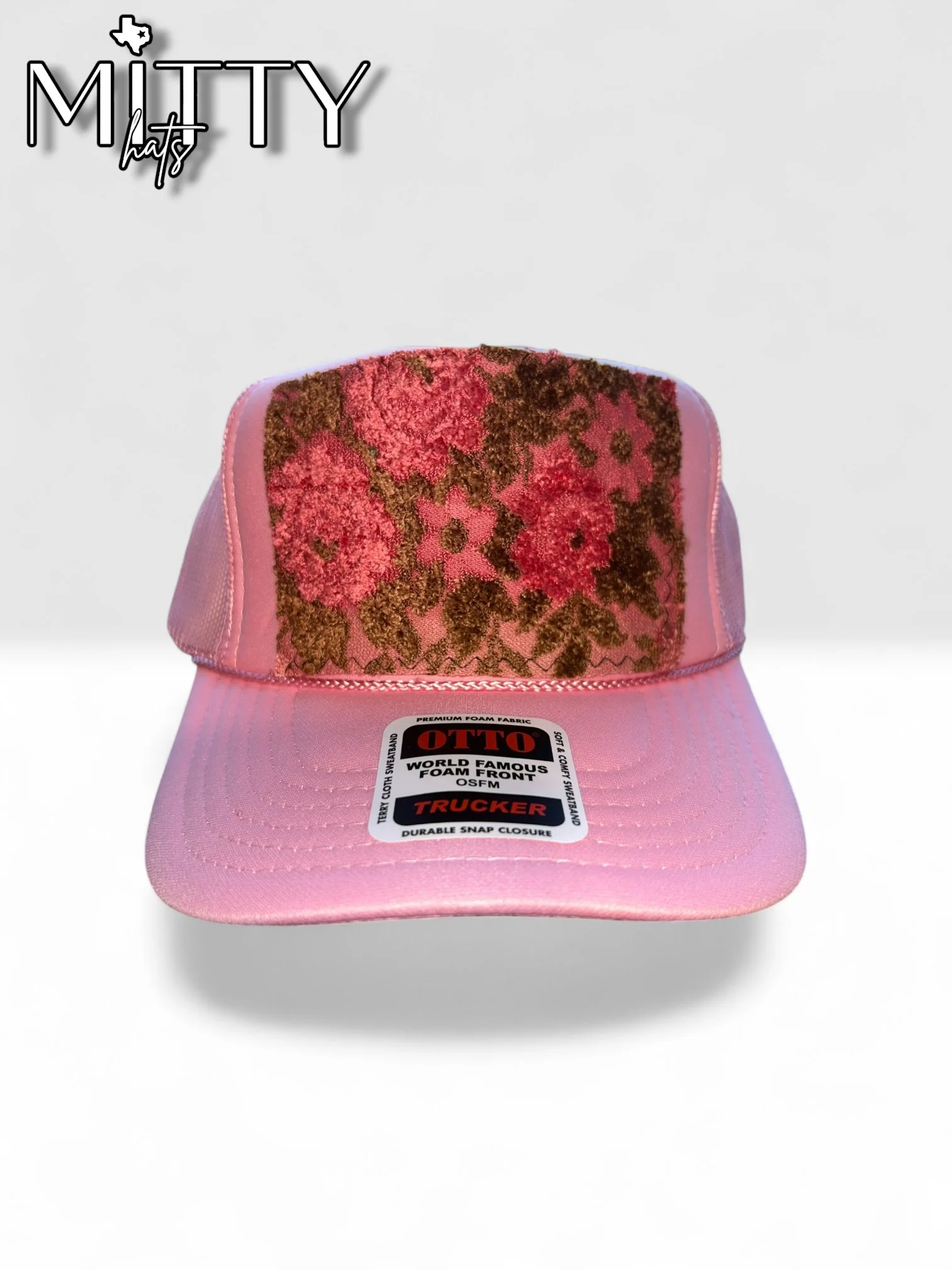 Classic Trucker Rope Hat/ Floral Patch