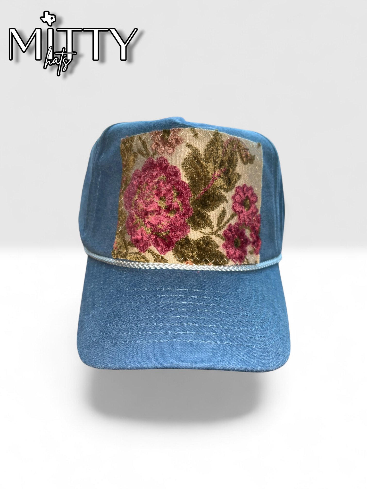 Classic Trucker Rope Hat/ Floral Patch