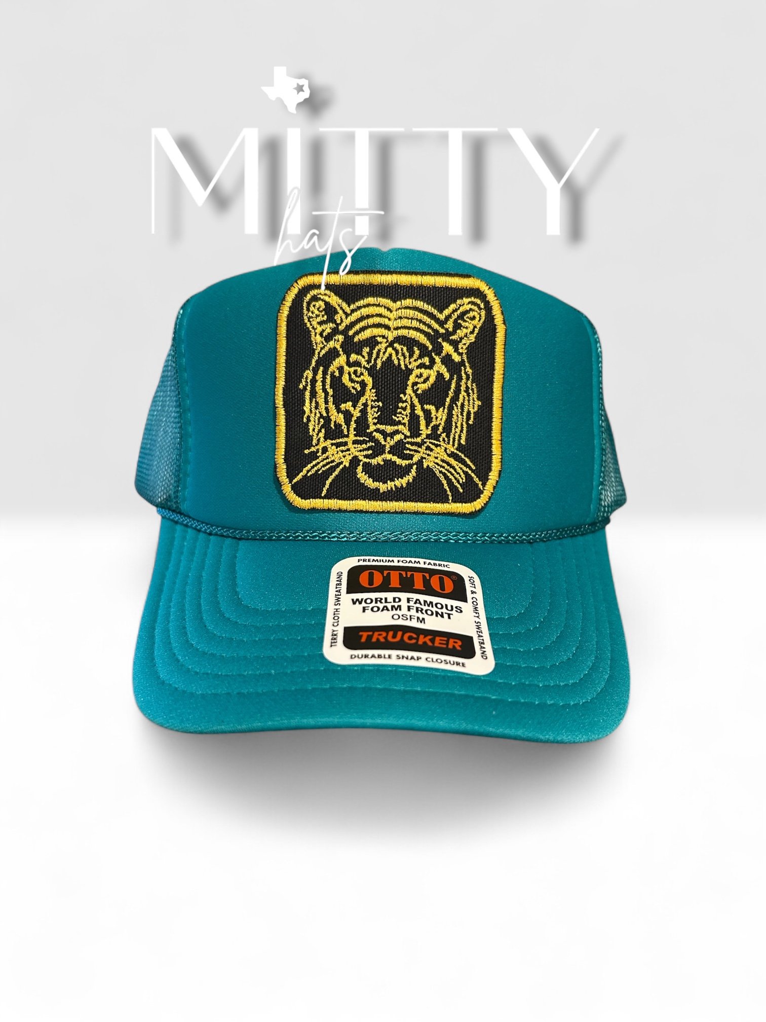 Classic Trucker Rope Hat/ Gold & Black Tiger Patch