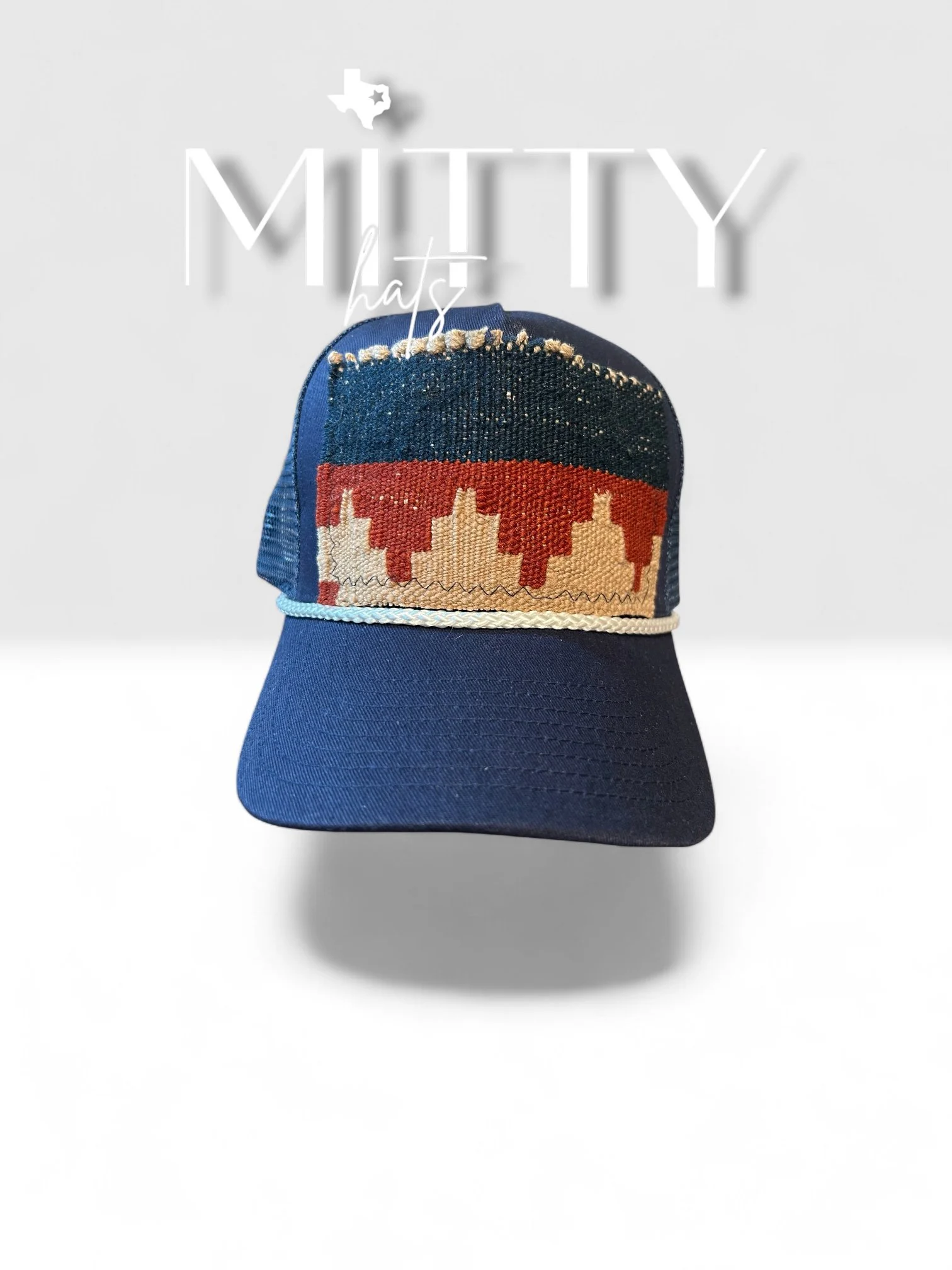 Classic Trucker Rope Hat/ Tapestry Design Patch