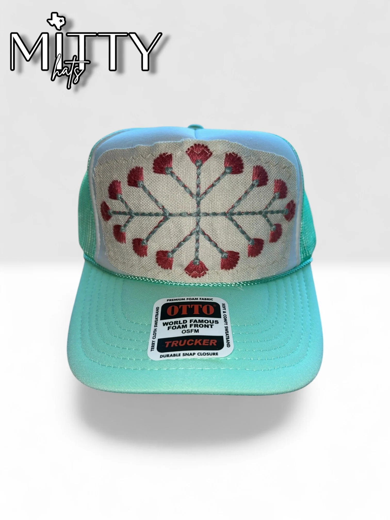 Classic Trucker Rope Hat/ Flower Patch