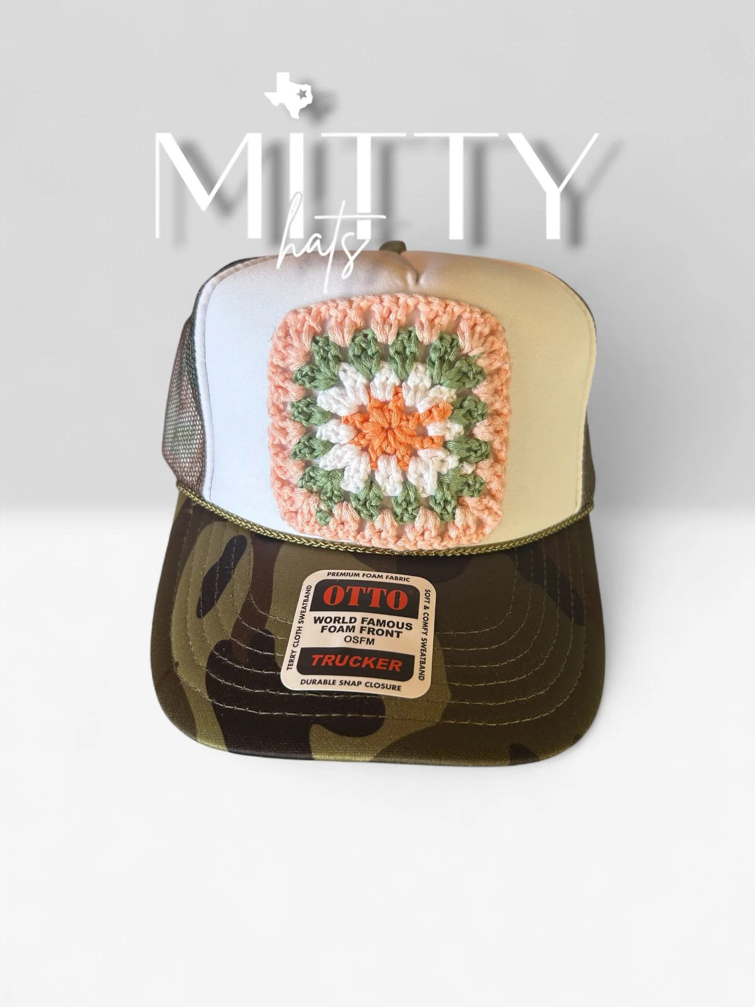 Classic Trucker Rope Hat/ Crochet Patch