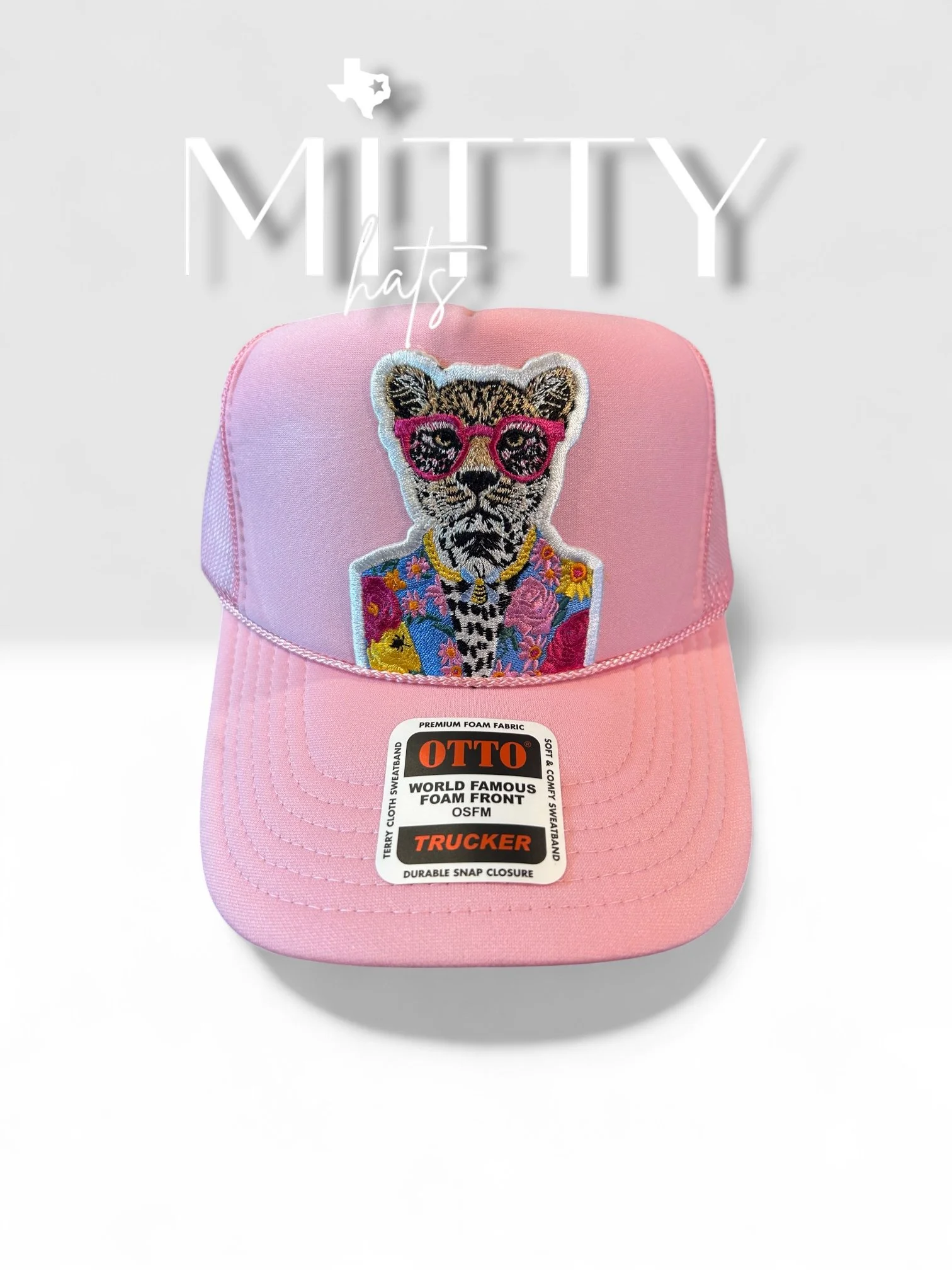 Classic Trucker Rope Hat/ Cheetah Patch