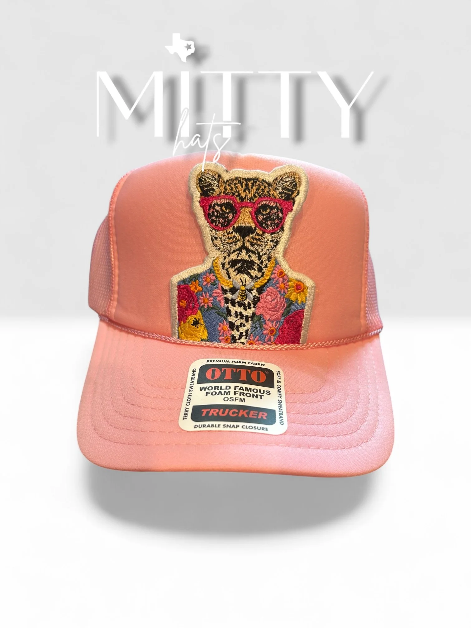 Classic Trucker Rope Hat/ Cheetah Patch