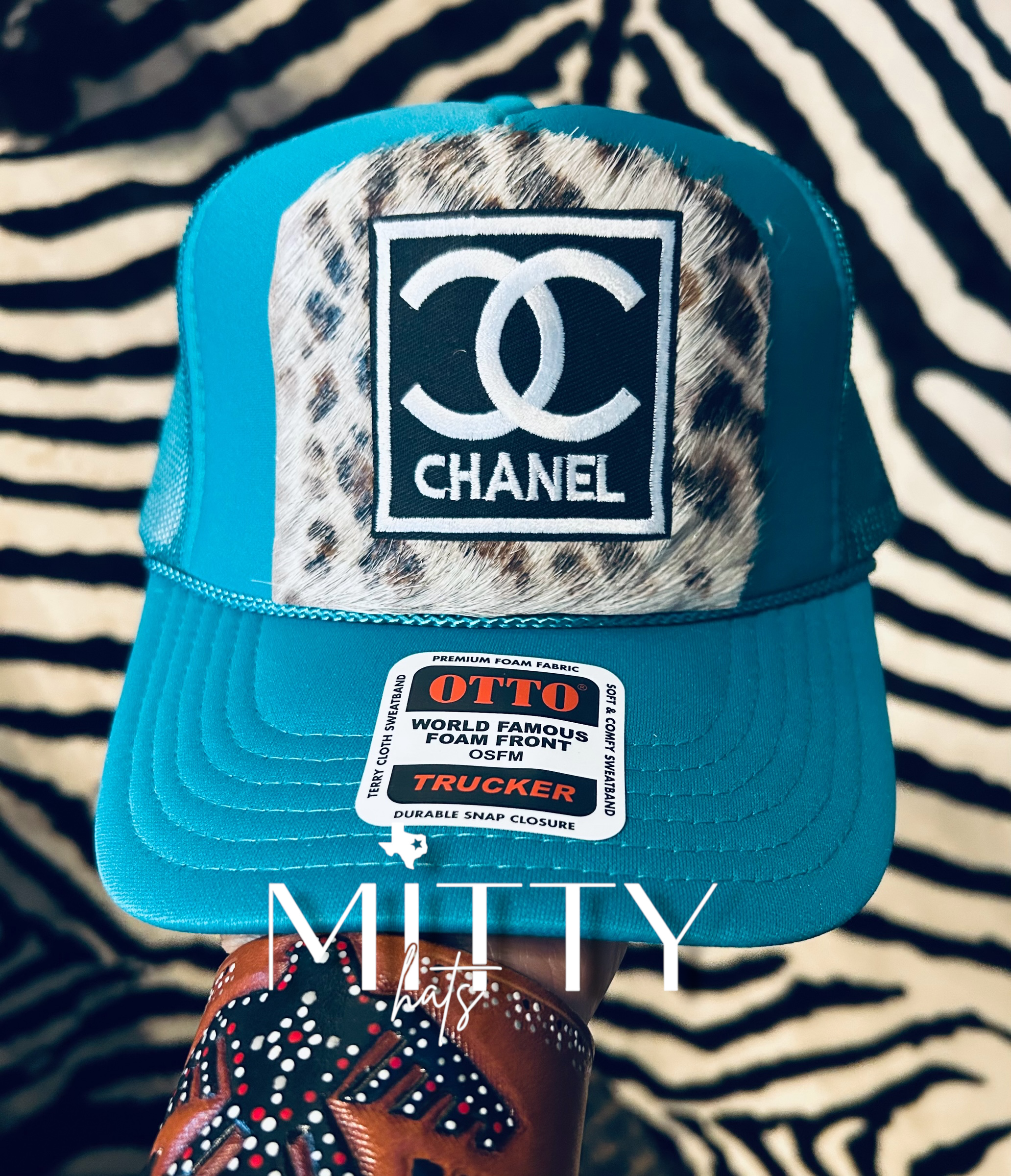 Classic trucker Otto hat w/ Chanel inspired patch