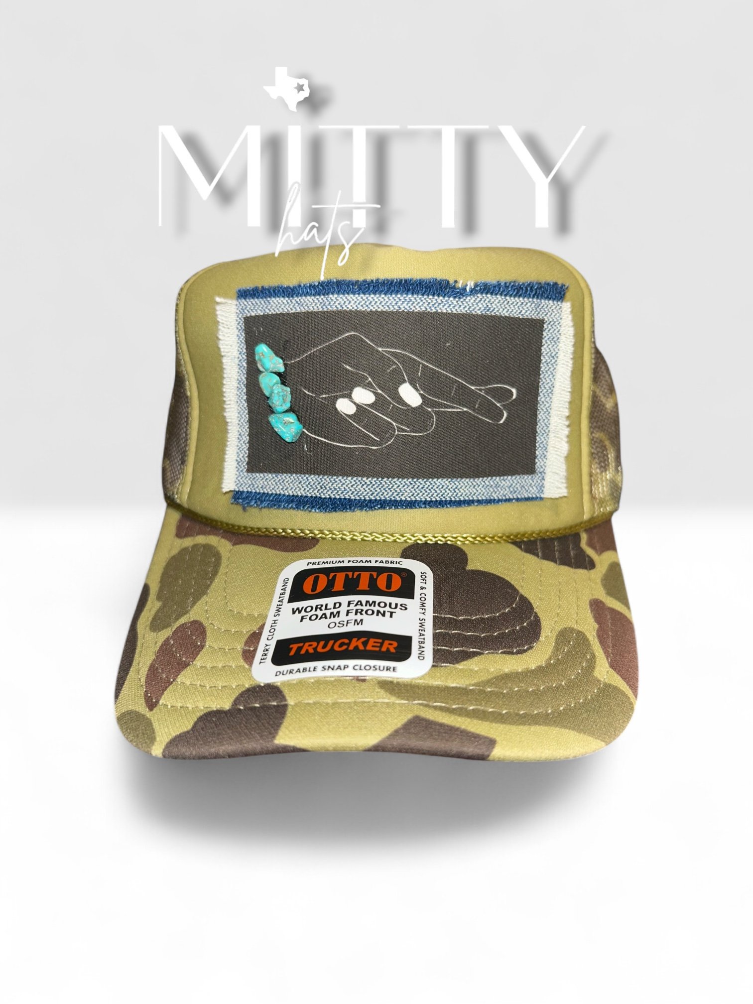 Classic Trucker Rope Hat/ Fingers Crossed Patch