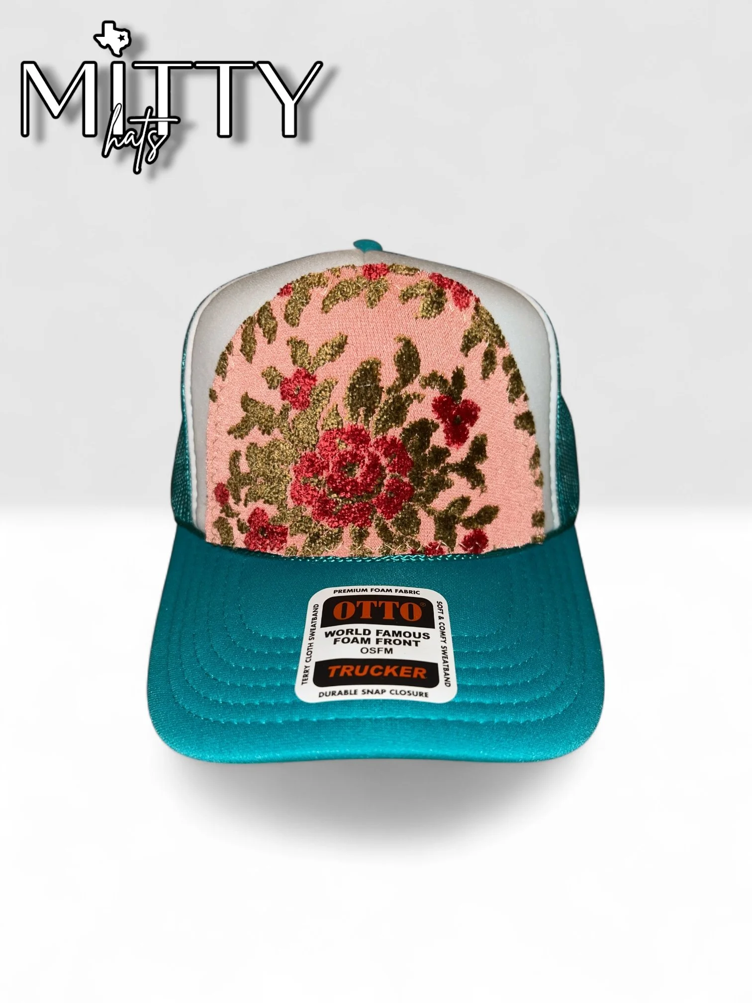 Classic Trucker Rope Hat/ Floral Patch