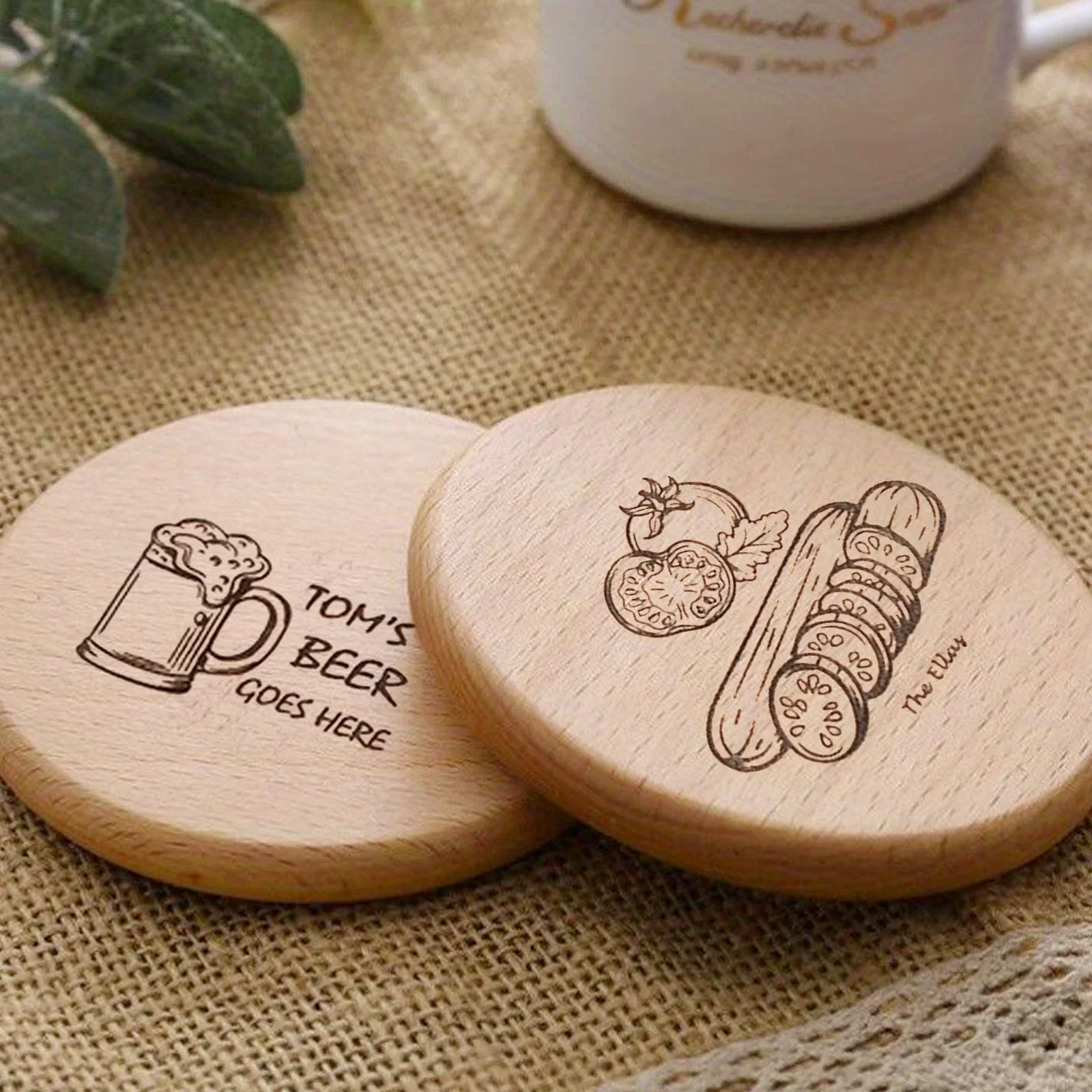 Engraved Beechwood Coaster (Set of 4)