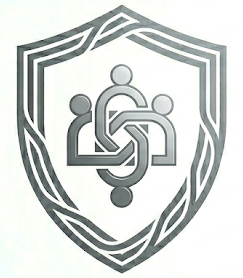 A shield emblem featuring four interconnected stylized human figures in a circular formation.