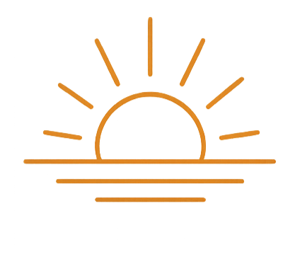 Simple line drawing of a sun rising.