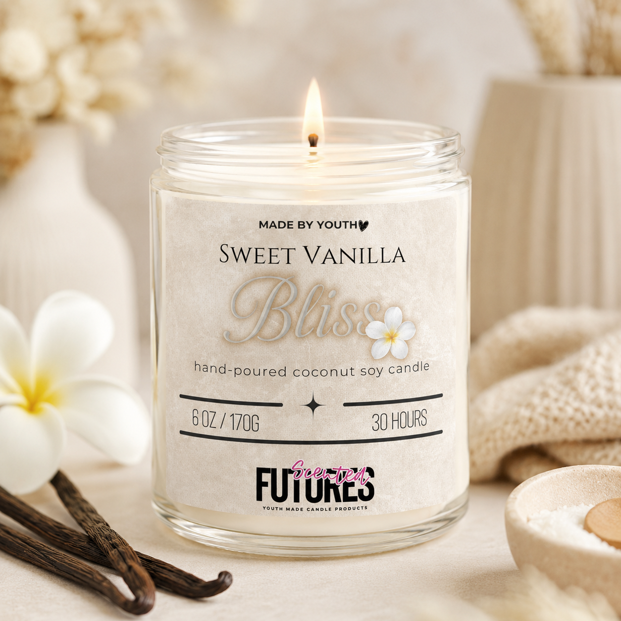 Sweet Vanilla Bliss Coconut Soy Candle