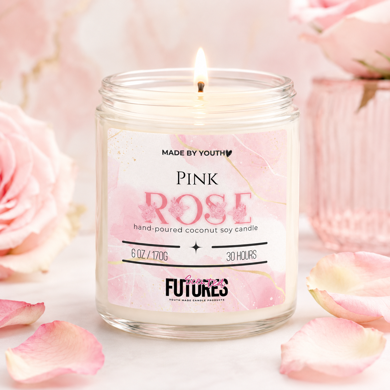 Pink Rose Coconut Soy Candle