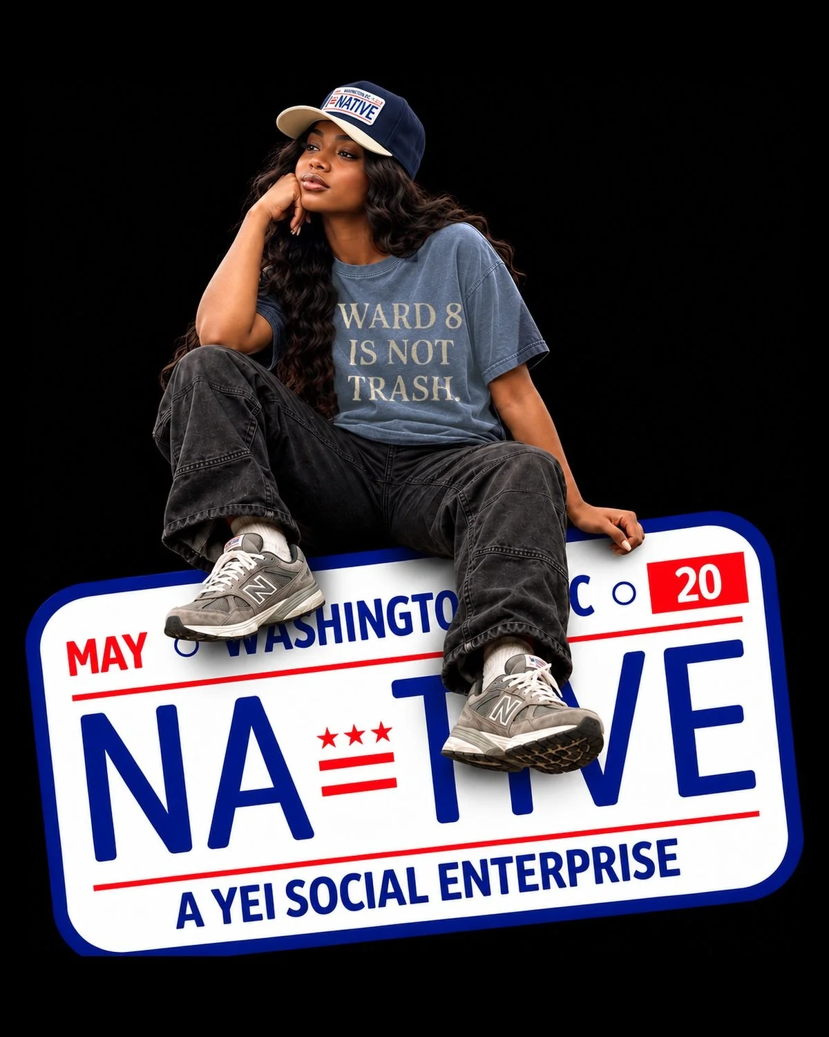 05_lifestyle-woman_faded-navy__2026-10-21_BT_NativeDC_NCM-TS-04-TBD_ward-8-is-not-trash-tee-faded-navy_lifestyle-plate-woman_CONCEPTUAL_1200x1500_v03-tpl_DRAFT_AI_MOCKUP.jpg