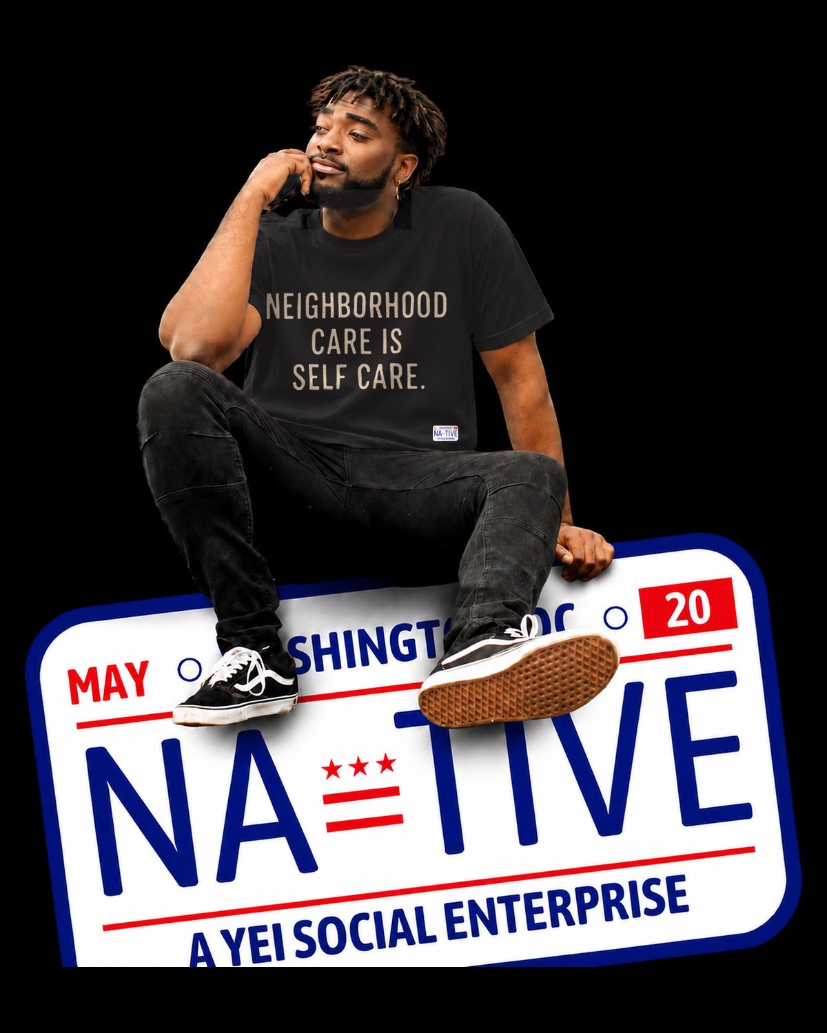 04_lifestyle-man_black__2026-10-21_BT_NativeDC_NCM-TS-03-TBD_neighborhood-care-is-self-care-tee-black_lifestyle-plate_CONCEPTUAL_1200x1500_v03-tpl_DRAFT_AI_MOCKUP.jpg