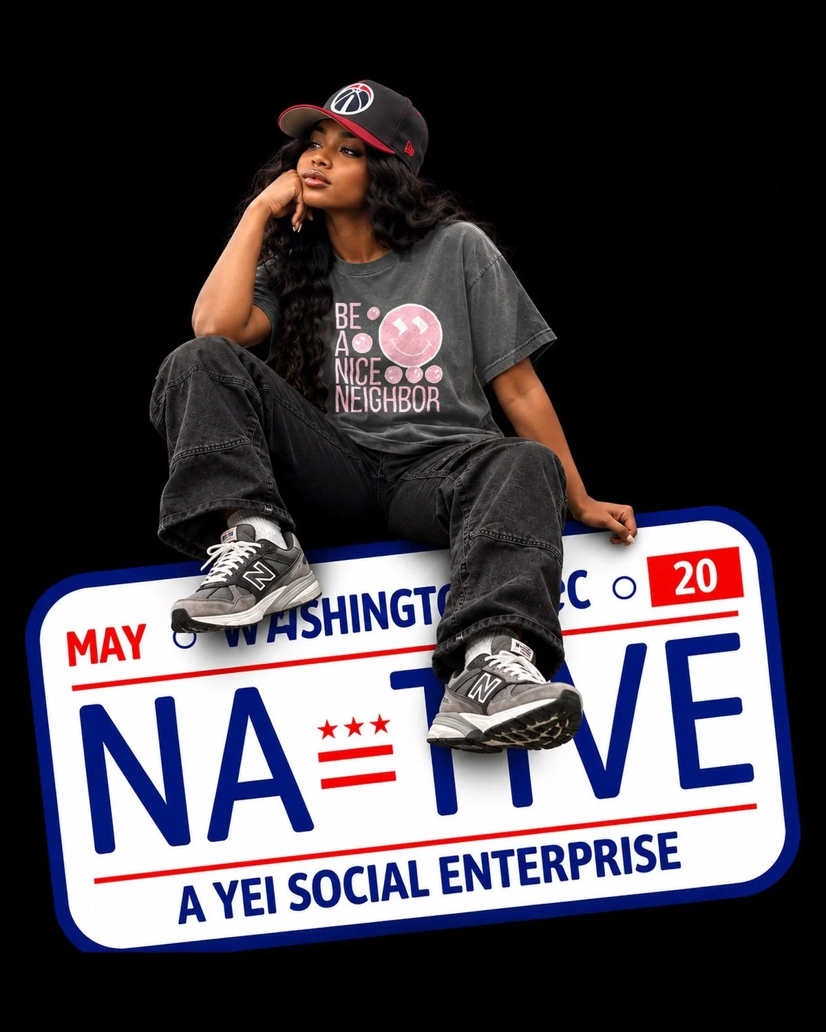 04_lifestyle-woman_faded-black__2026-10-21_BT_NativeDC_NBN-TS-TBD_be-a-nice-neighbor-tee-faded-black_lifestyle-plate-woman_CONCEPTUAL_1200x1500_v03-tpl_DRAFT_AI_MOCKUP.jpg