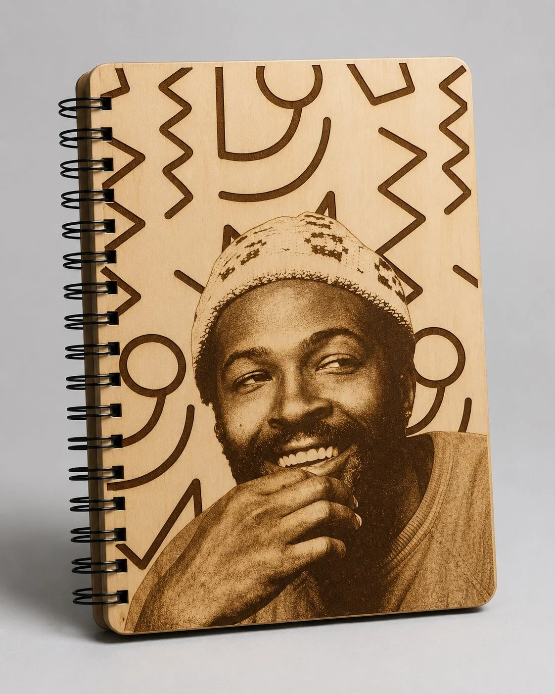 Marvin Gaye Engraved Portrait Wood Journal