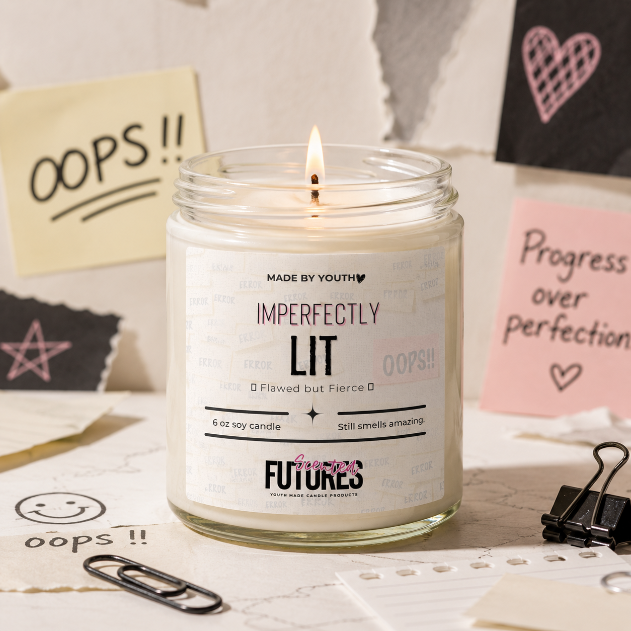 Imperfectly Lit Coconut Soy Candle