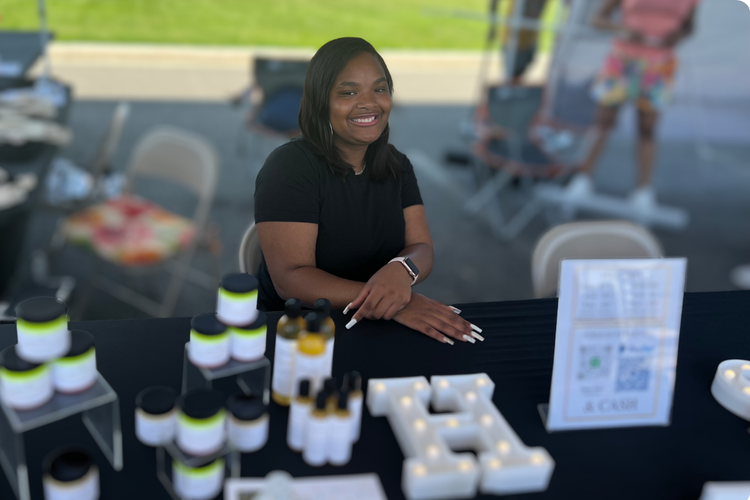 Bailey Wiley with Heritage Skin products
