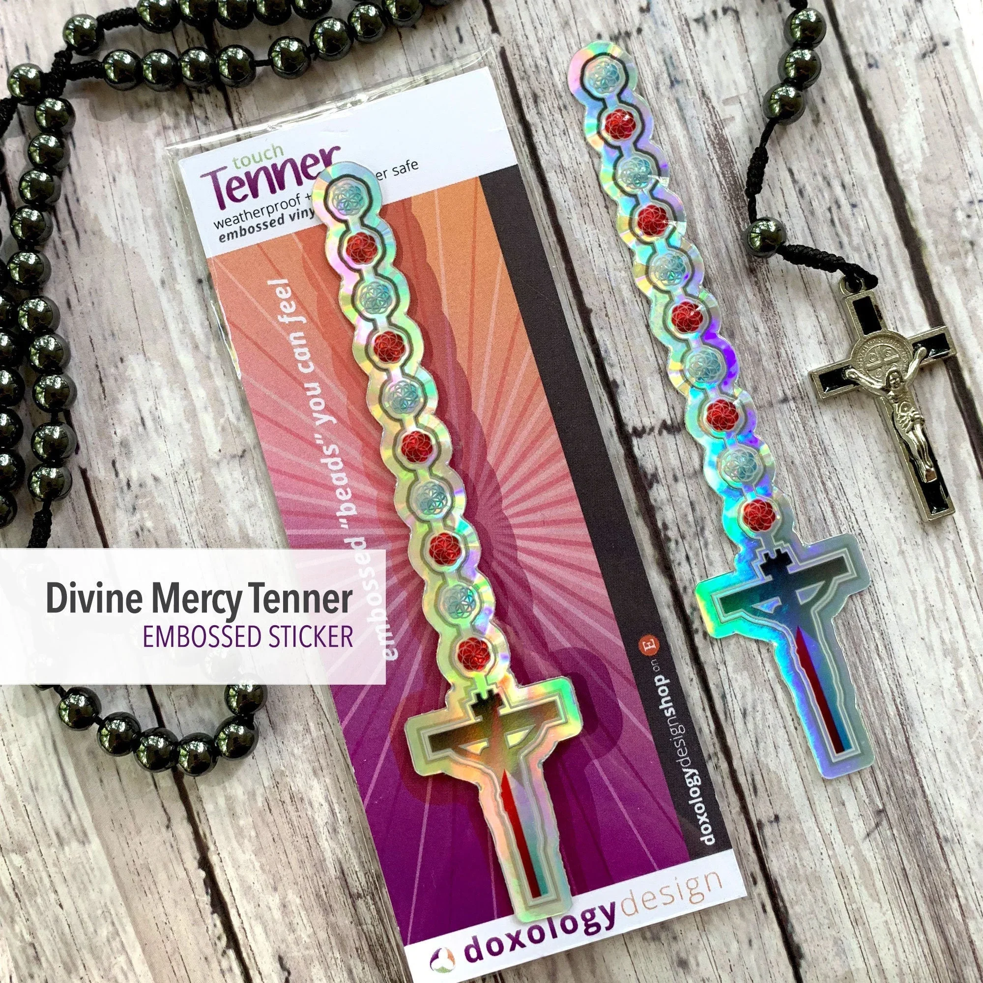 Divine Mercy Tenner Embossed Vinyl Sticker