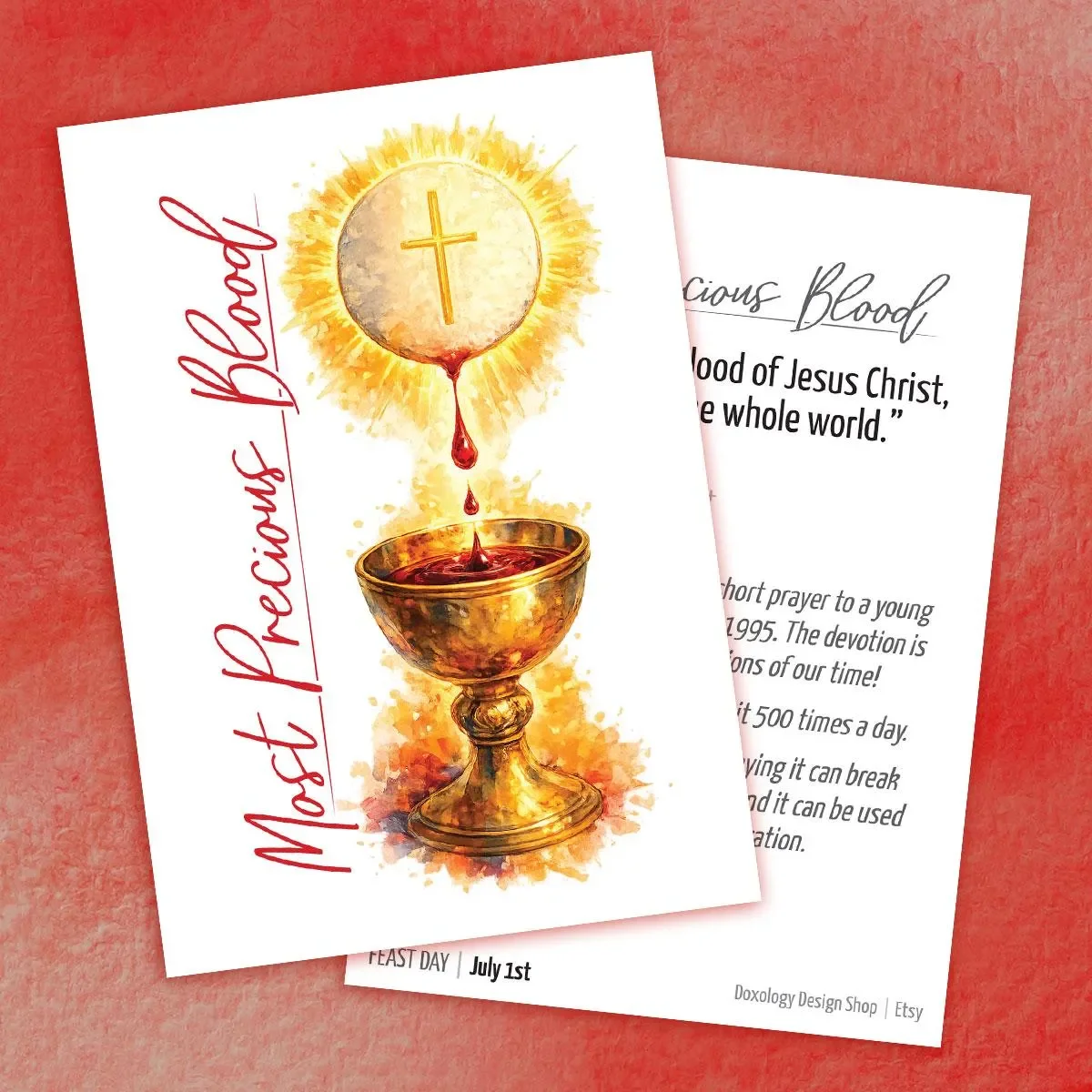 Most Precious Blood of Jesus Prayer Card