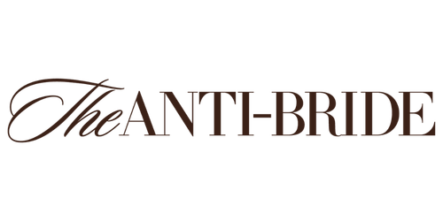 The Anti Bride logo with elegant, cursive and bold text.