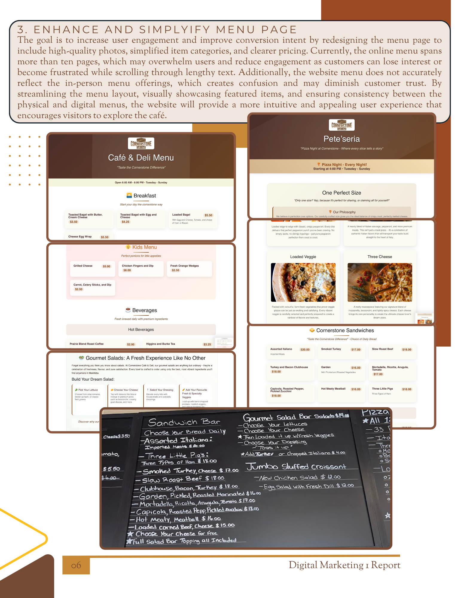 Cornerstone Café & Deli Website Audit