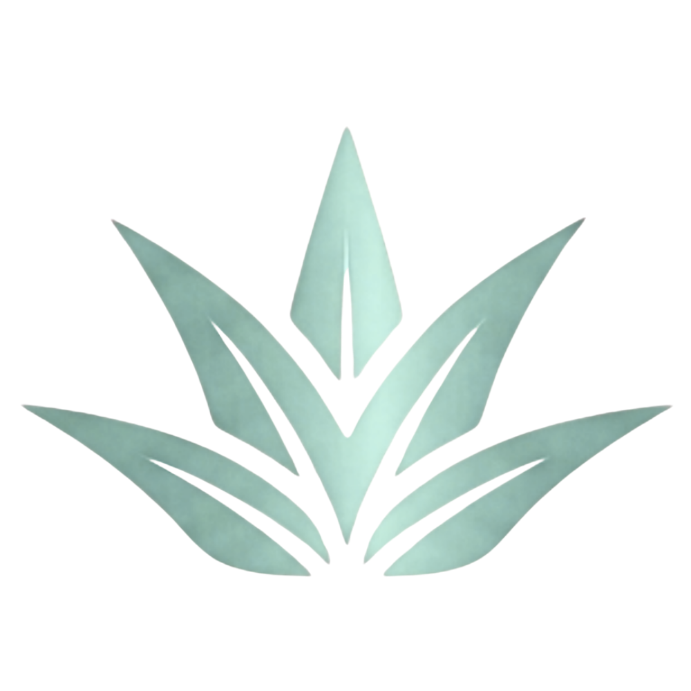 A decorative peace sign made from metal with a matte finish, featuring three elongated pointed leaves radiating outward from a central point on a transparent background.