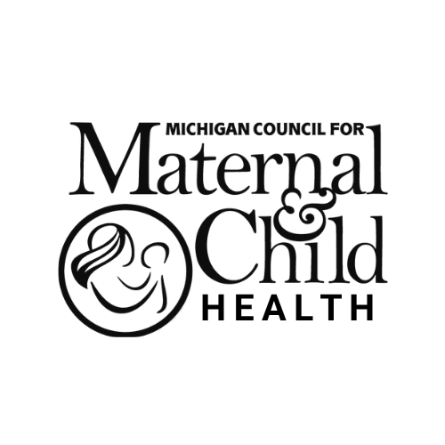 Logo of the Michigan Council for Maternal and Child Health featuring text and a circular icon with a mother and child.