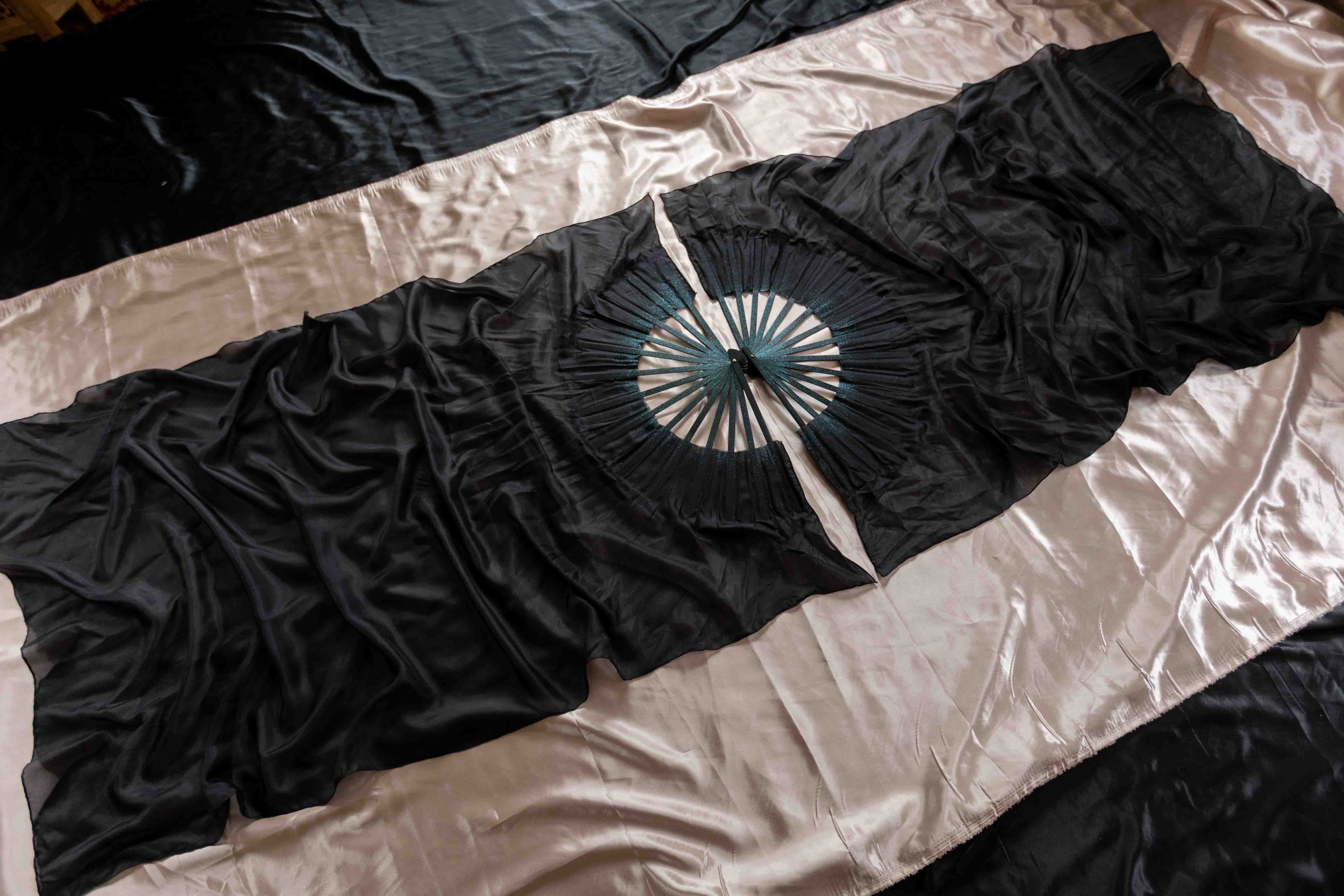 Onyx Black - Silk Fans - Regular Size - 58 inch