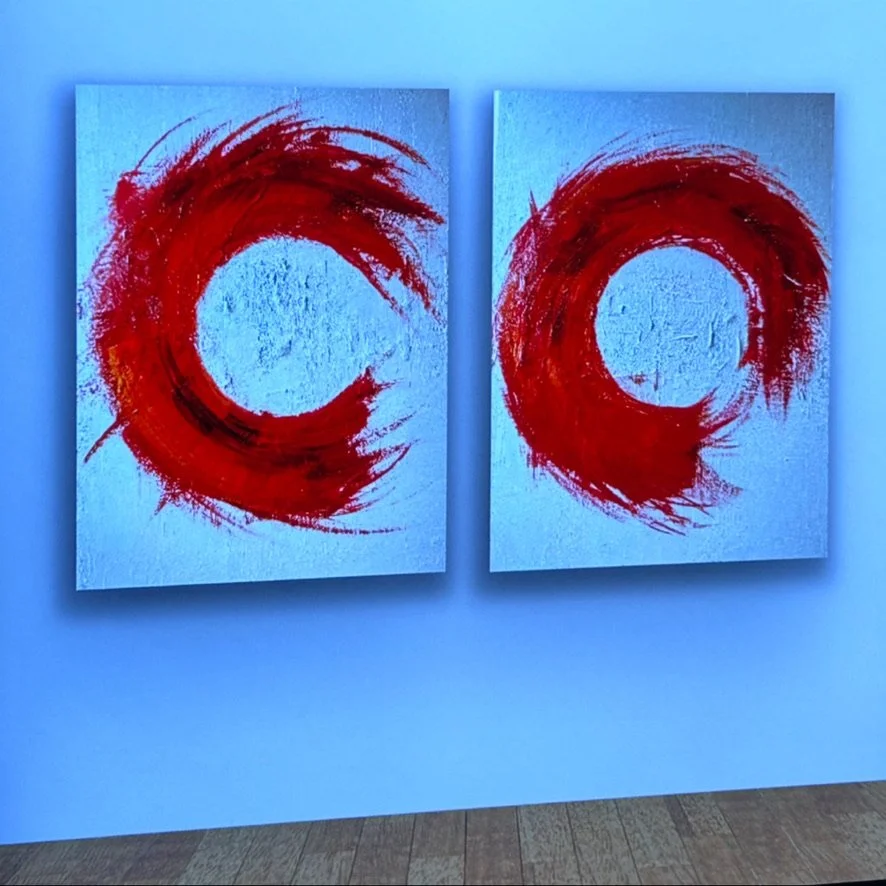 Feu 1 and 2 - Acrylic on canvas, Diptych - 100x70cm